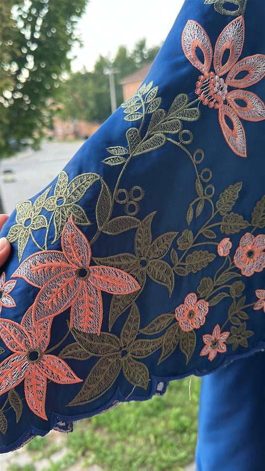 Zarveen Sapphire — Royal Blue Silk Kaftan Set