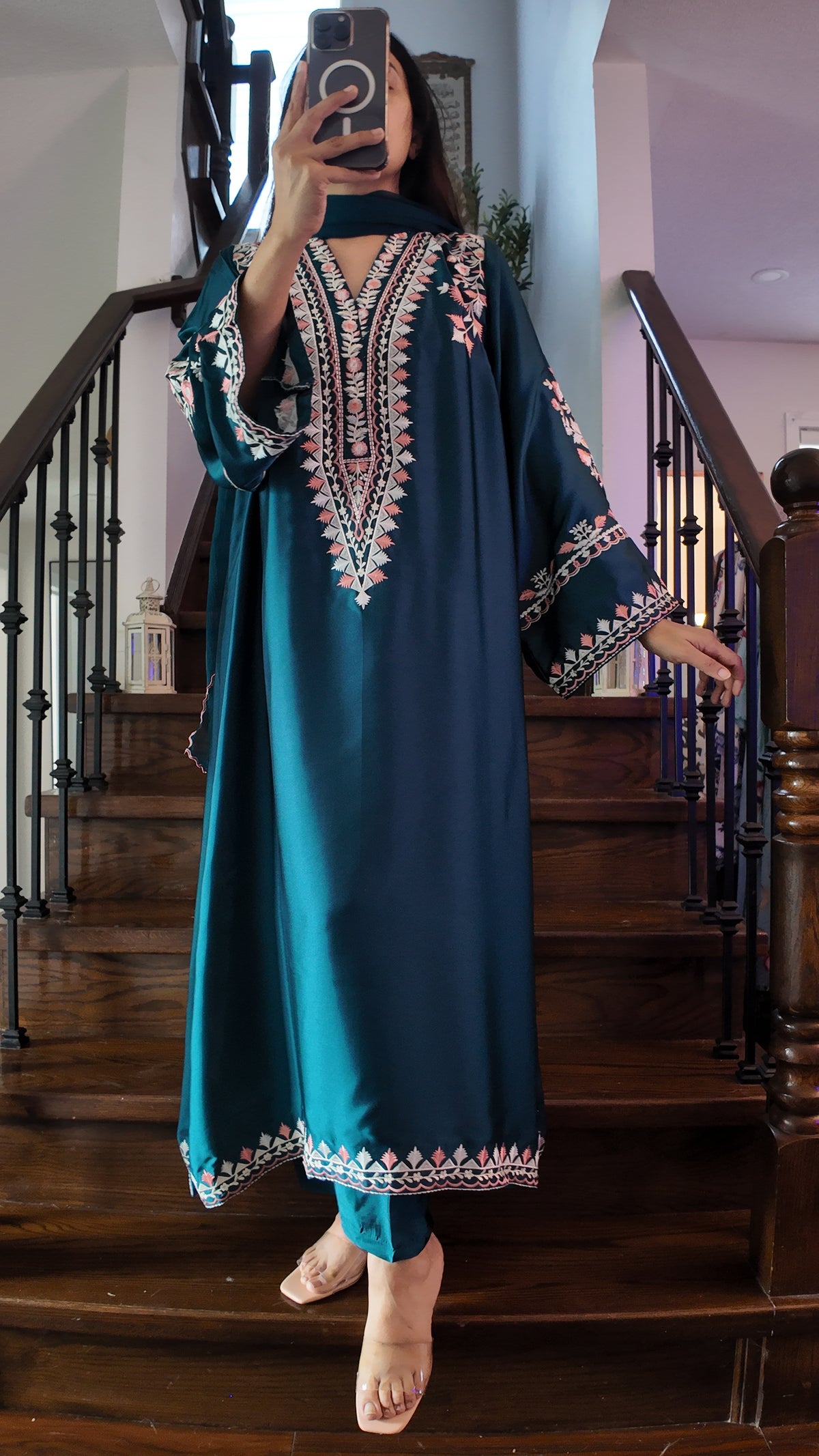 Meher Neel Silk kaftaan set