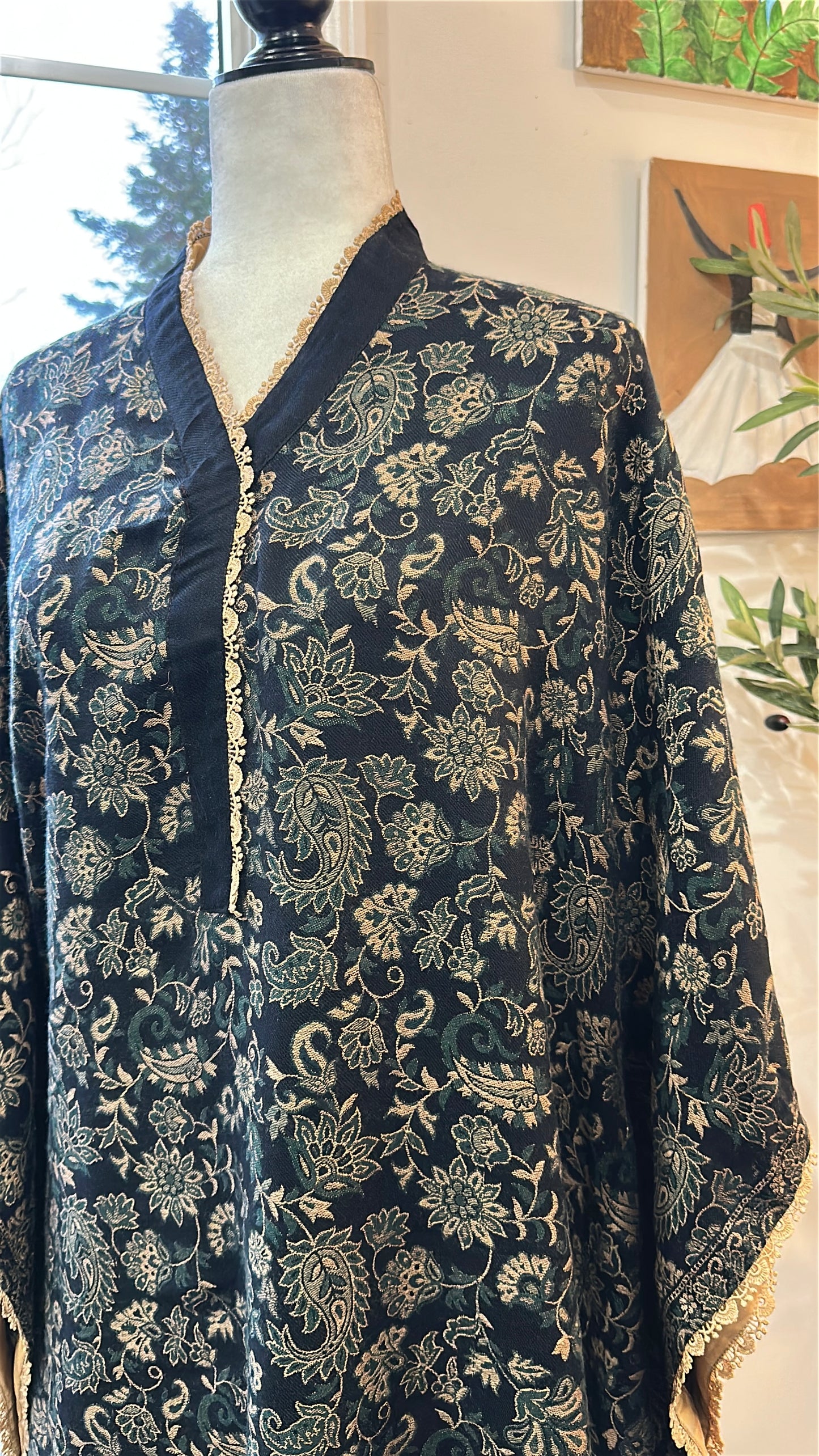 Zarqa-e-Shehkaar – Golden Florals on Midnight