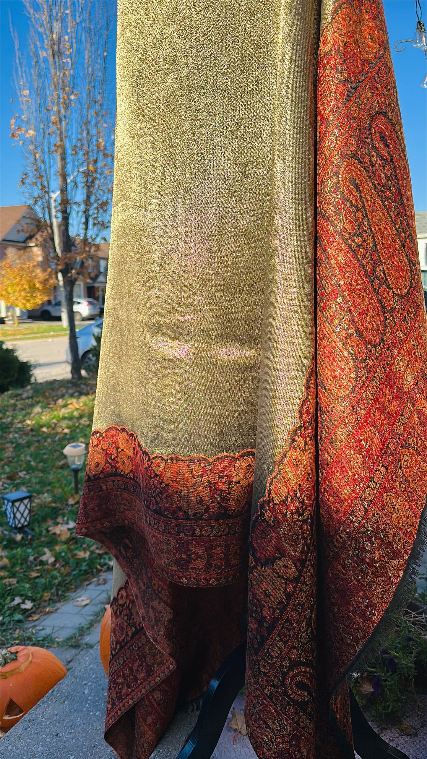 Zarq-e-Mahtab – The Moonlit Copper Drape Shawl