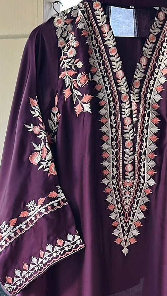 Mehr Mulberry — Embroidered Silk Kaftaan 3-Piece Set