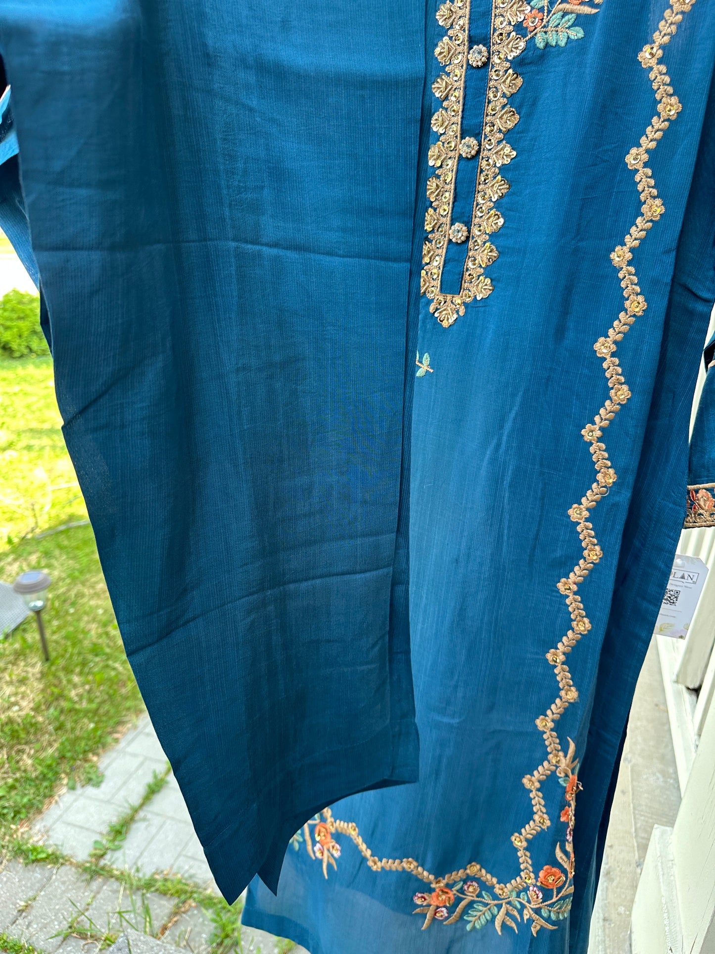 Blue Embroidered
