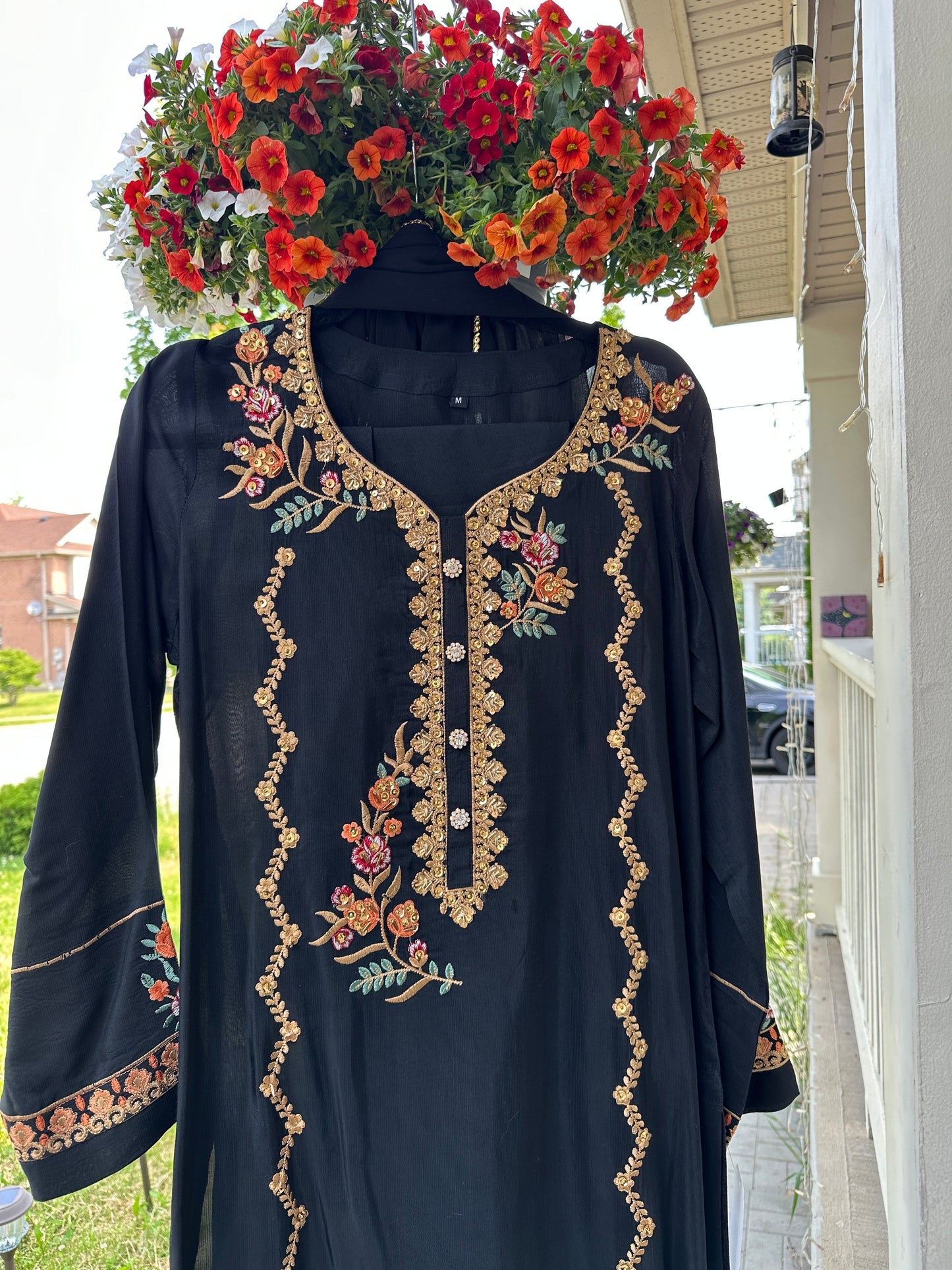 Black Floral Embroidered