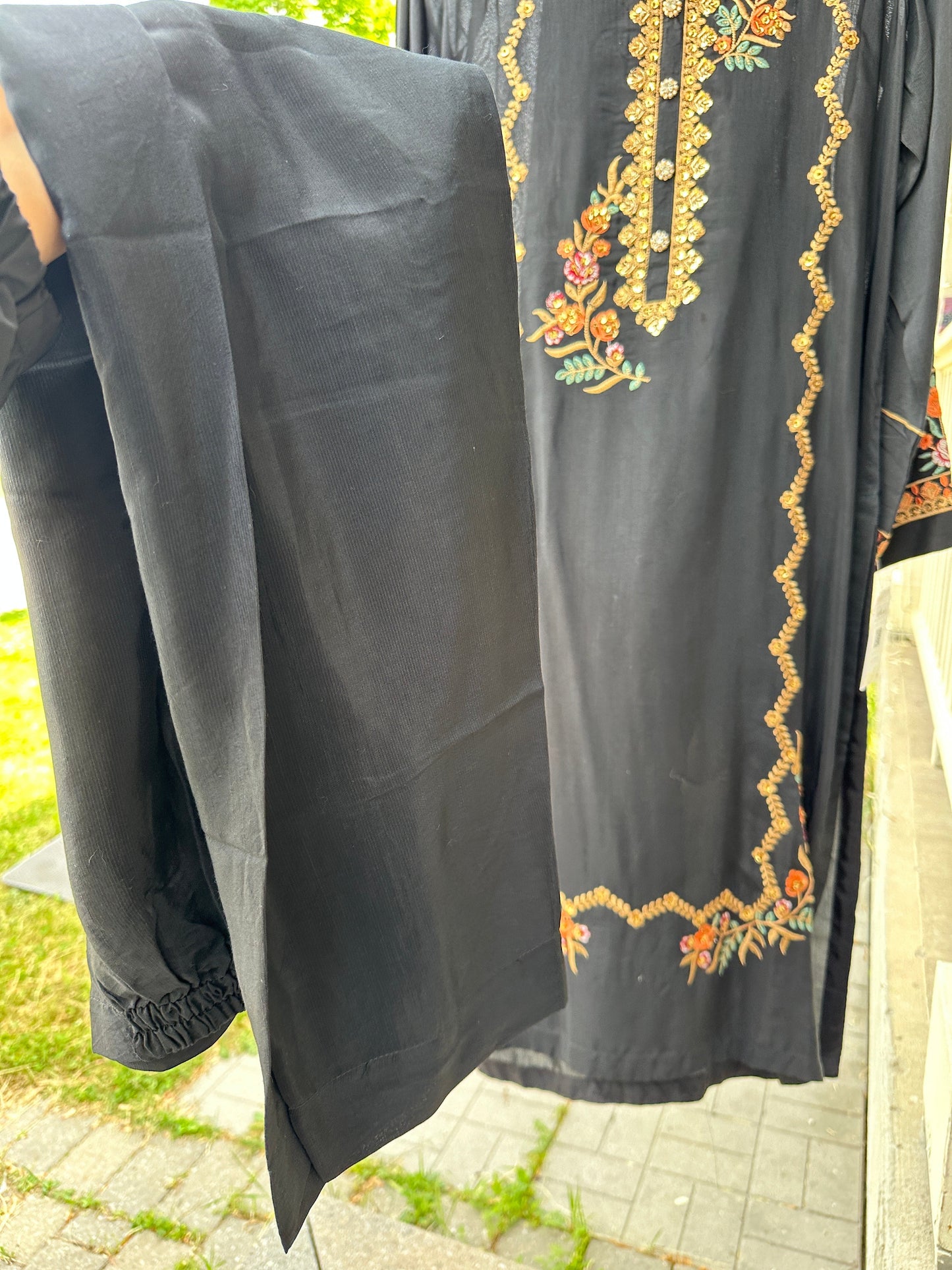 Black Floral Embroidered