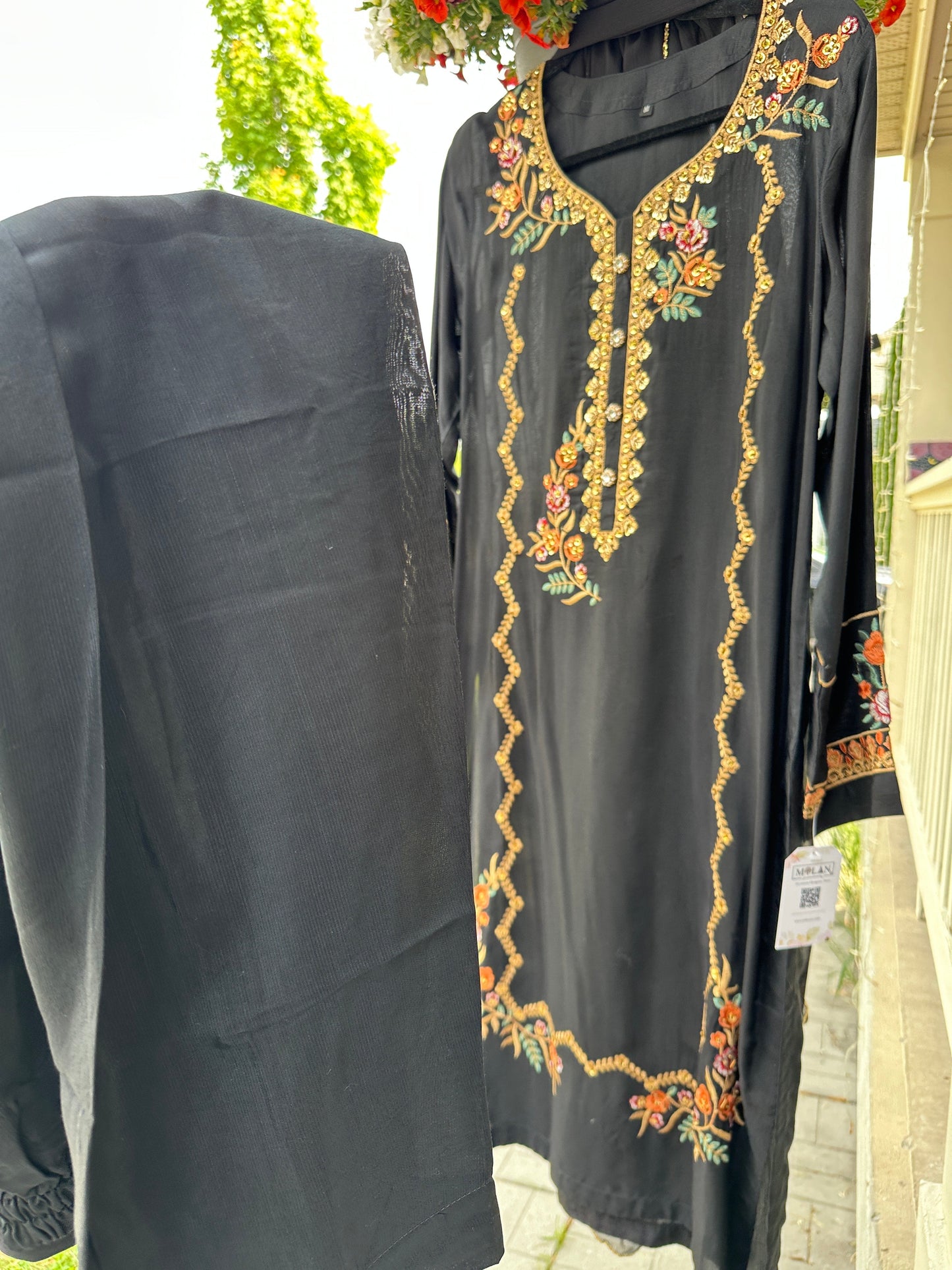Black Floral Embroidered