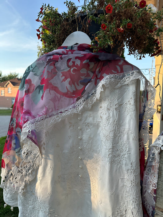 Pearl Floral Chikan Kari