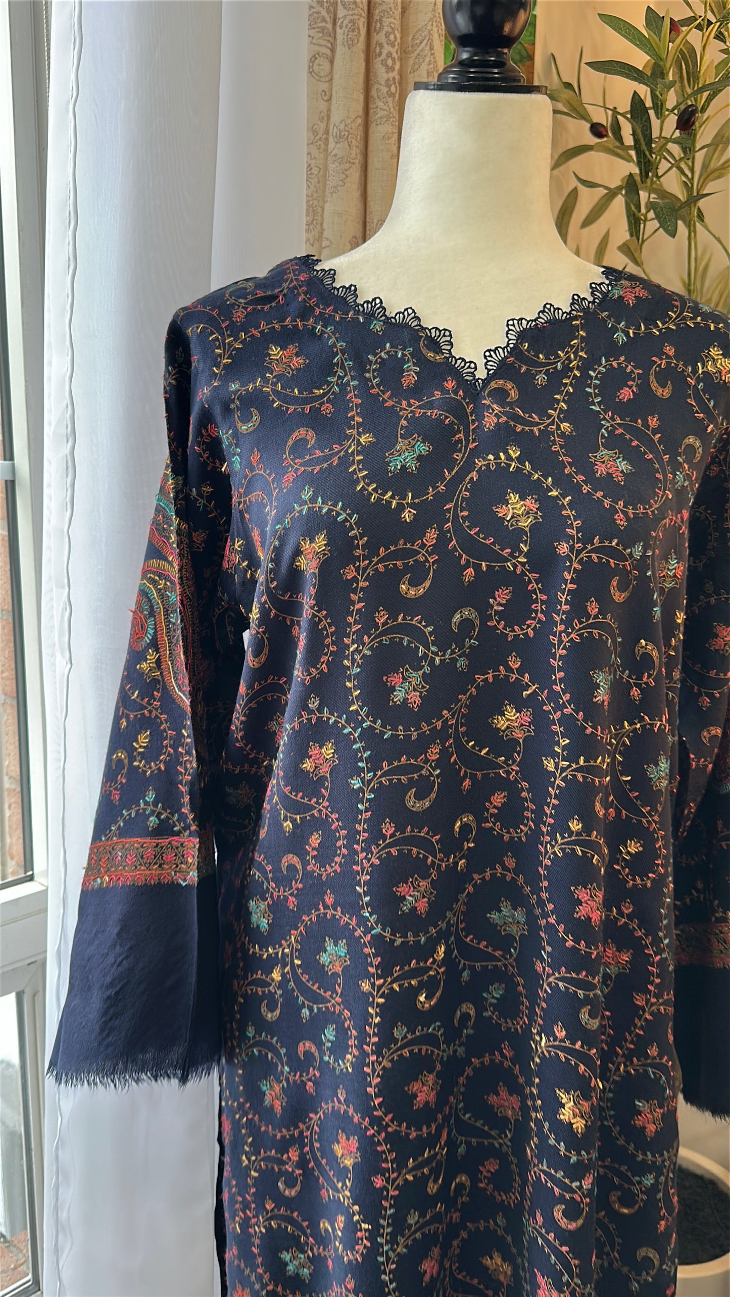 Noor-e-Neelam – Kalamkari Shawl Shirt