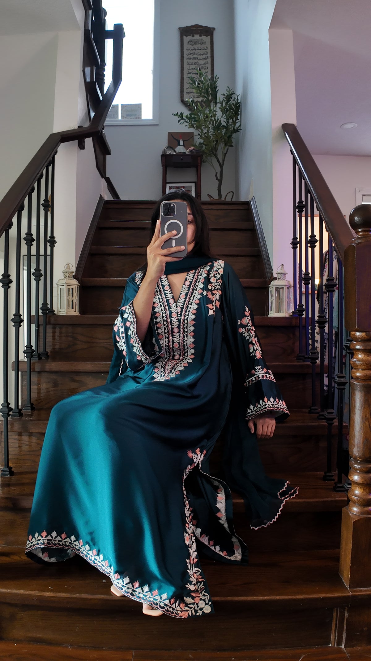 Meher Neel Silk kaftaan set