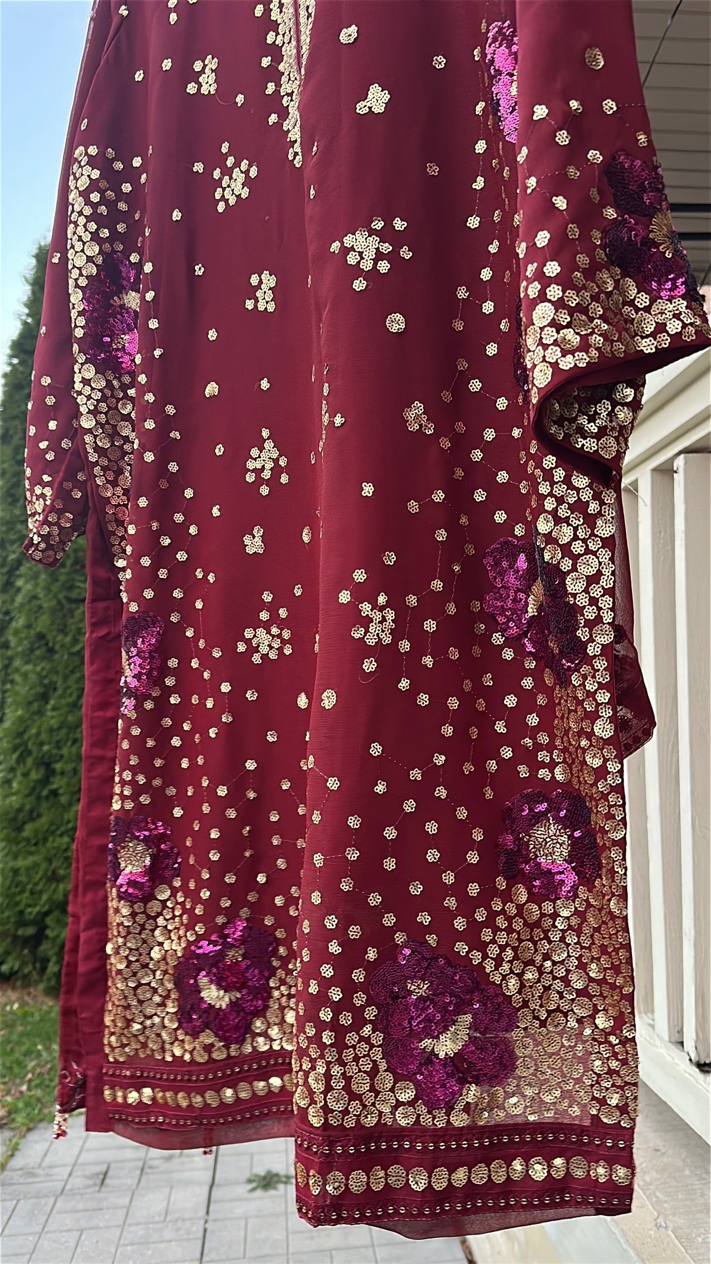 Mehr-e-Maroon – Handcrafted Sequins in Royal Deep Red