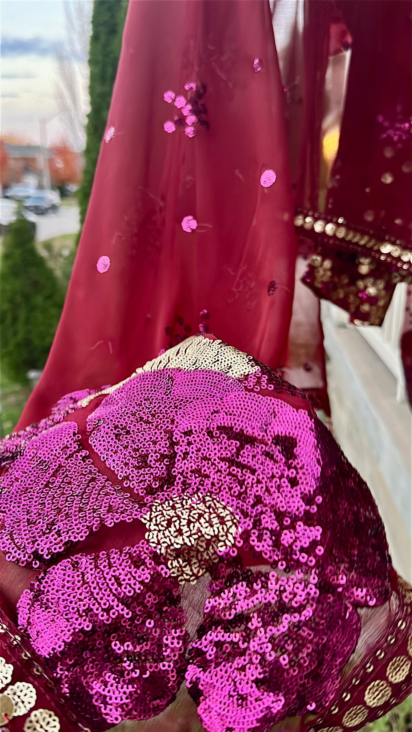 Mehr-e-Maroon – Handcrafted Sequins in Royal Deep Red