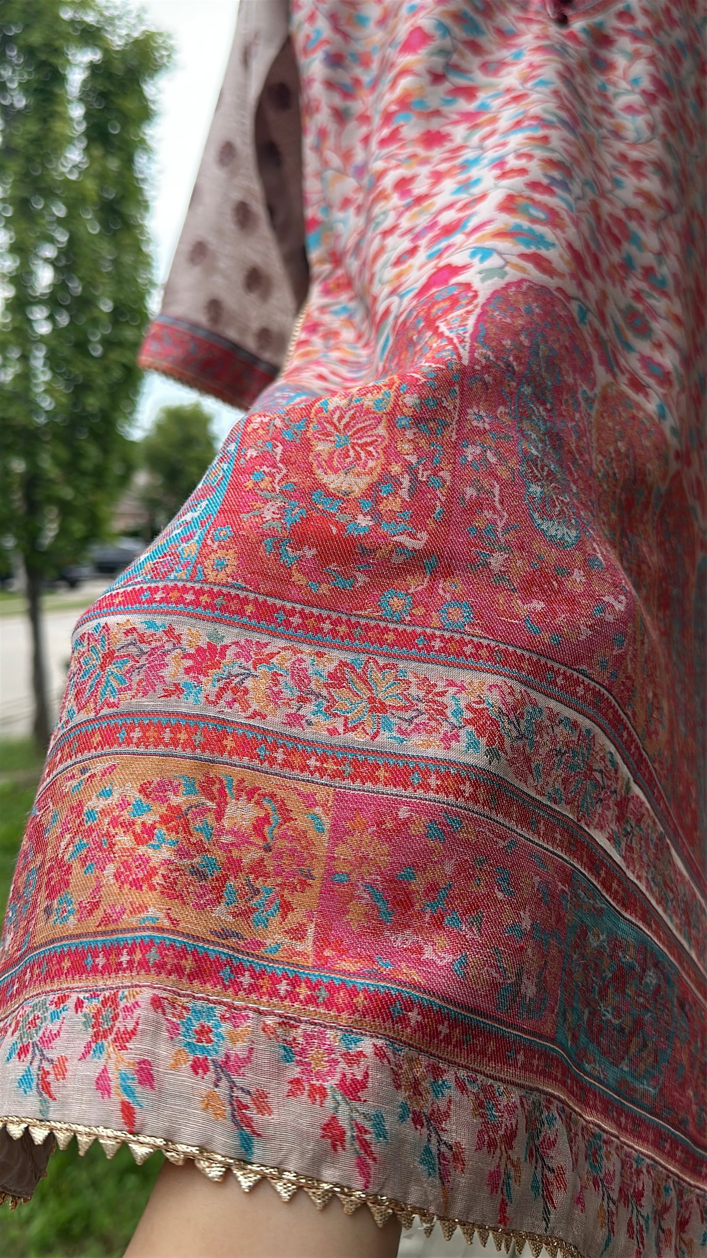 Naqsh-e-Kashmir — Kalamkari Heritage Pashmina Three-Piece Set