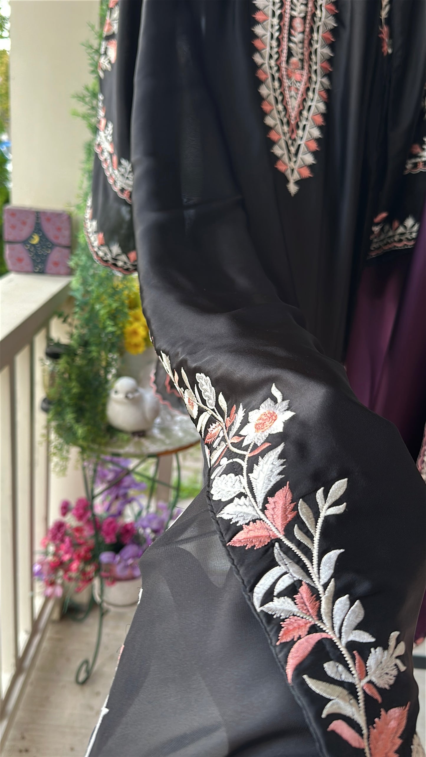 Mehr Noir — Embroidered Silk Kaftaan 3-Piece Set