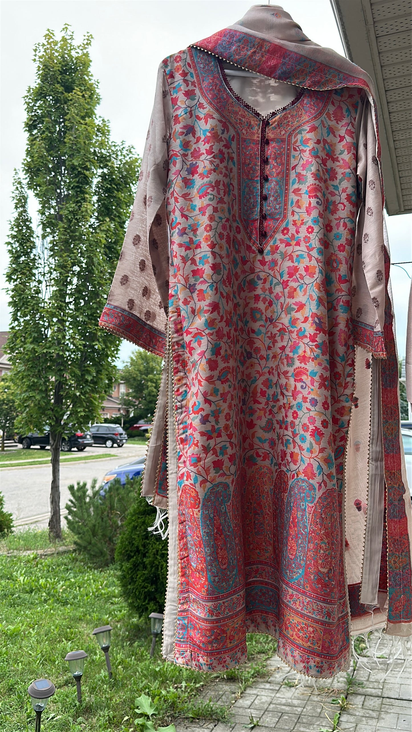 Naqsh-e-Kashmir — Kalamkari Heritage Pashmina Three-Piece Set