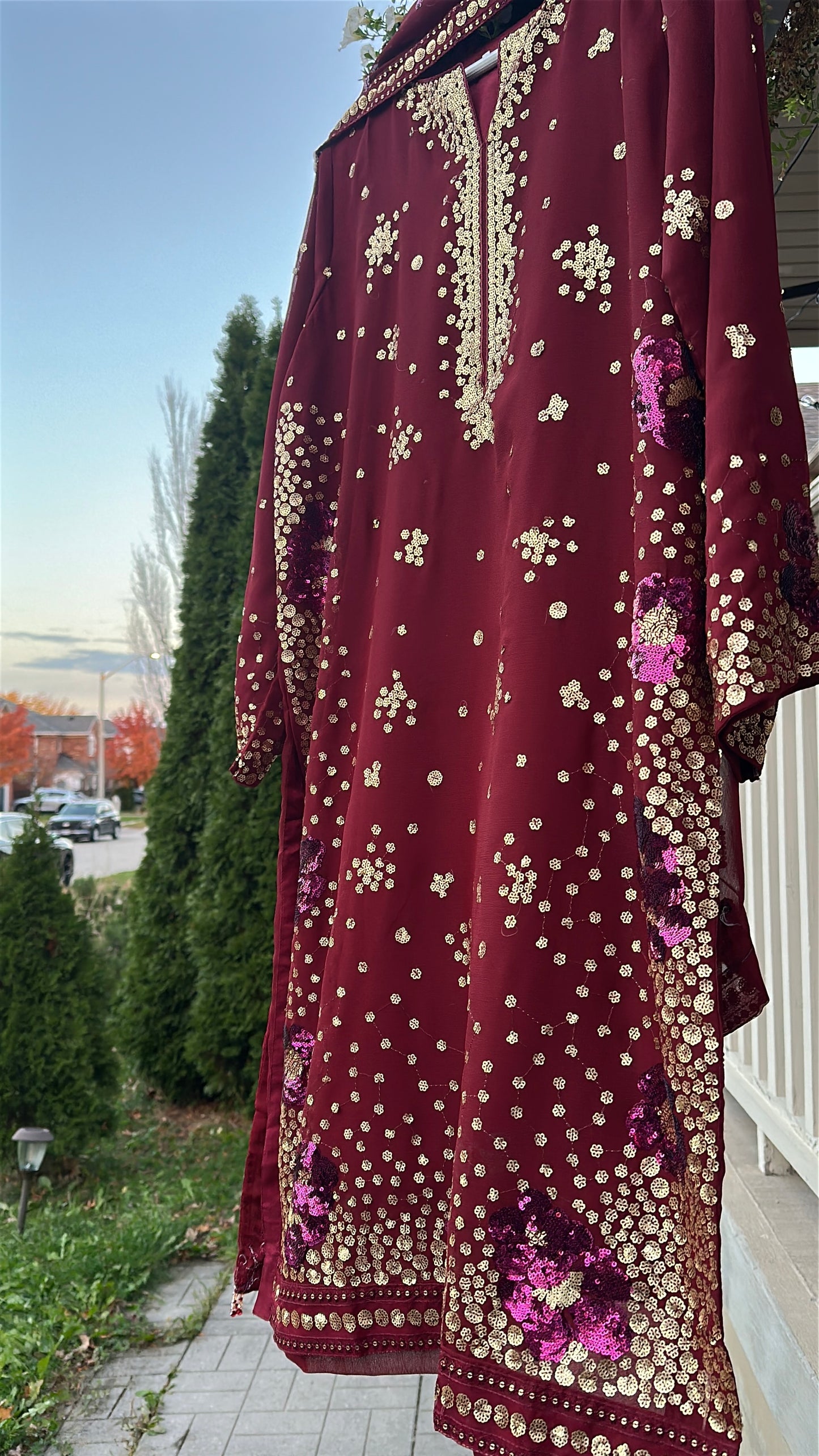 Mehr-e-Maroon – Handcrafted Sequins in Royal Deep Red