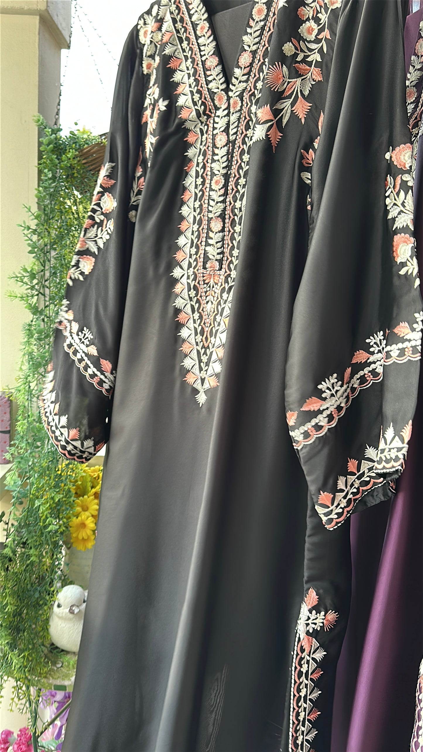 Mehr Noir — Embroidered Silk Kaftaan 3-Piece Set