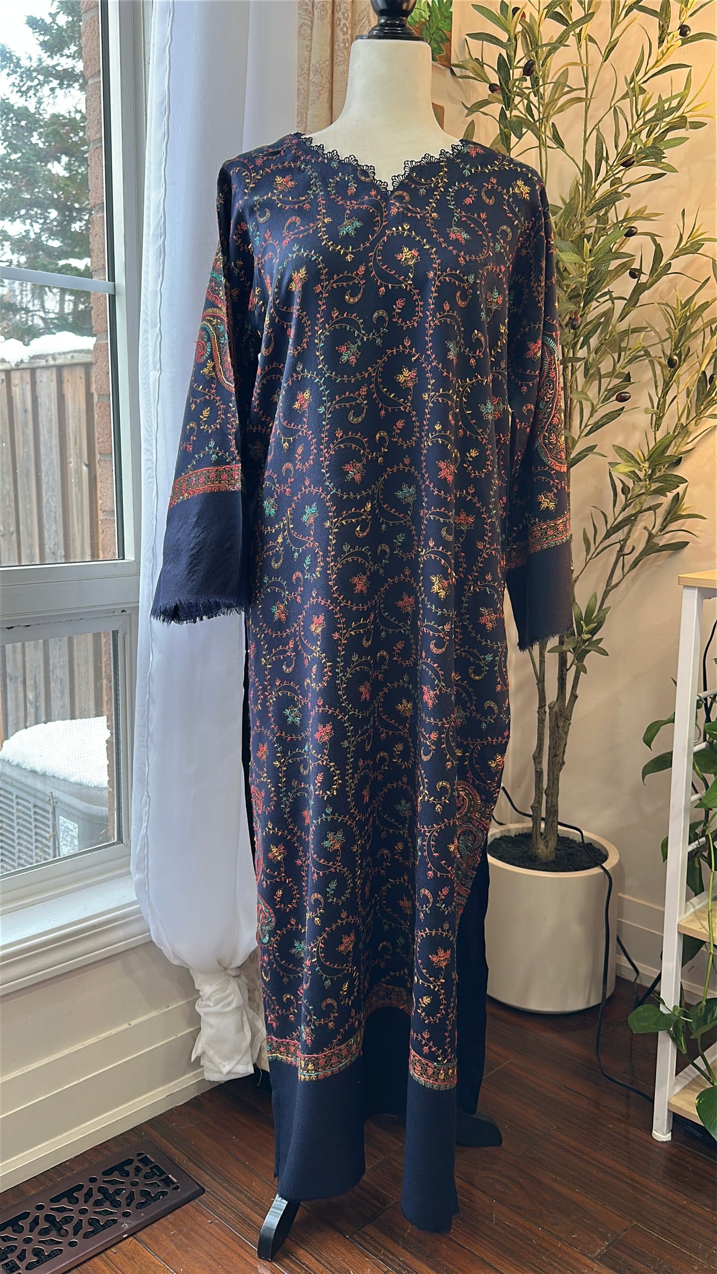 Noor-e-Neelam – Kalamkari Shawl Shirt