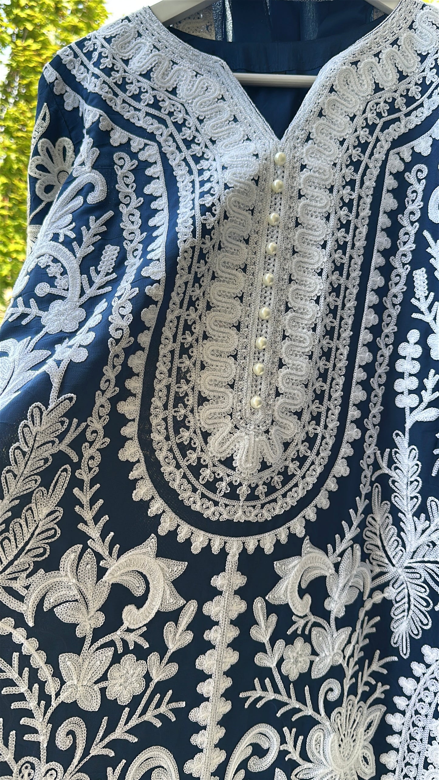 Midnight Ivory — Embroidered Chiffon Three-Piece Set