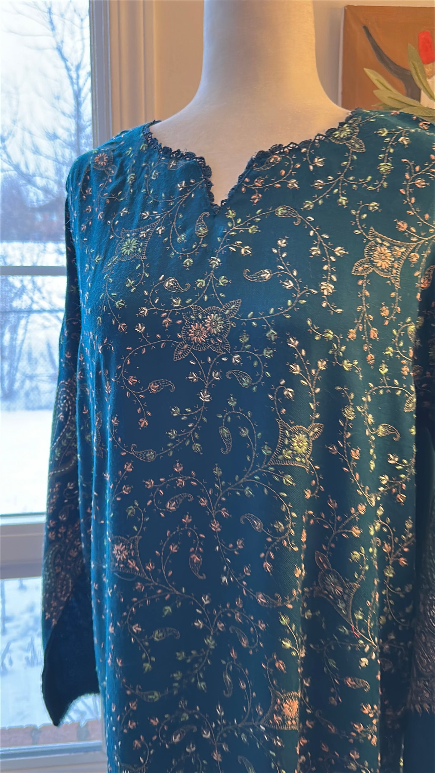 Neelam-e-Kalam – Pashmina Long Shawl Shirt