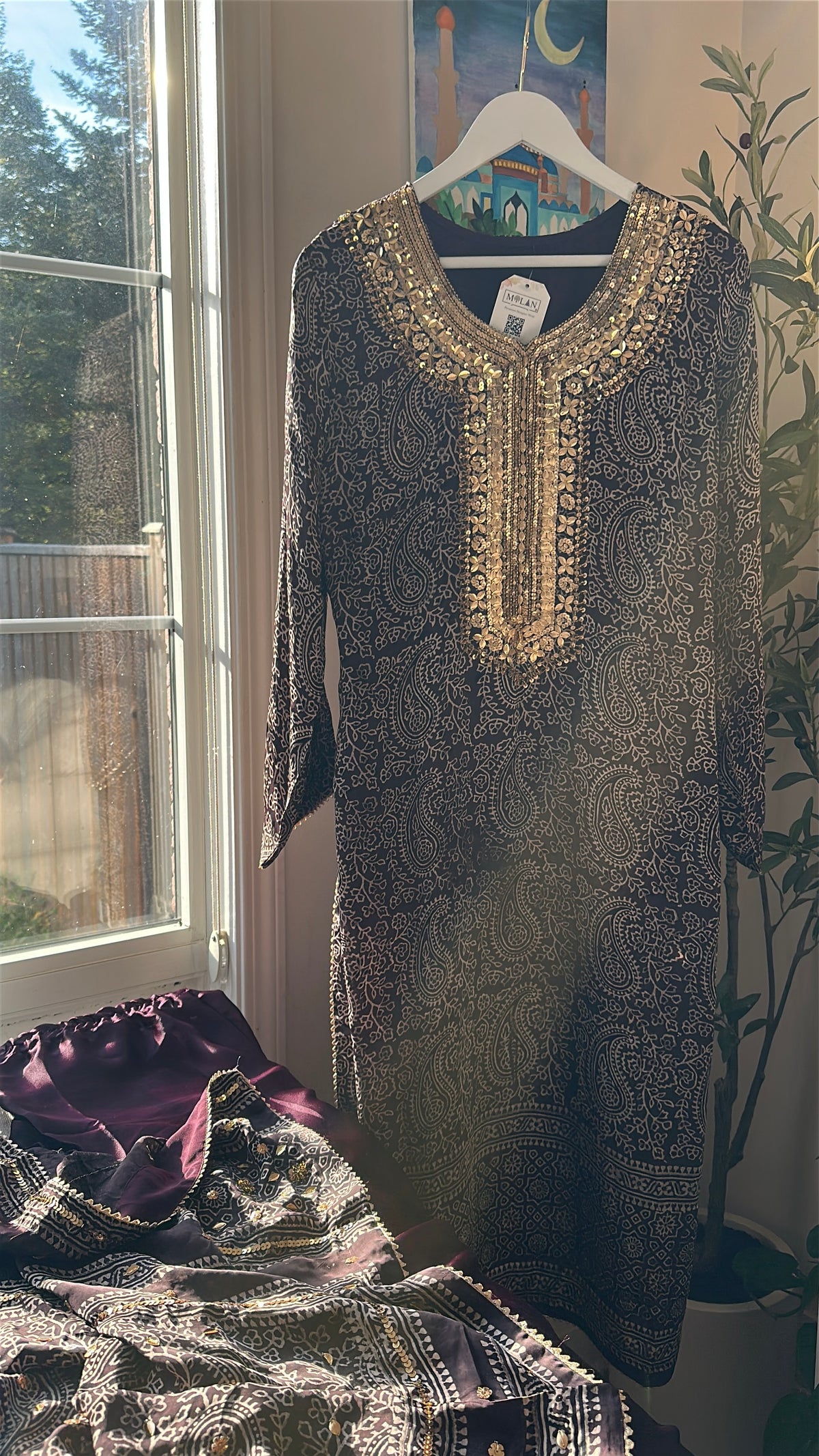 Mulberry Neel Zareen - Organic Ajrak