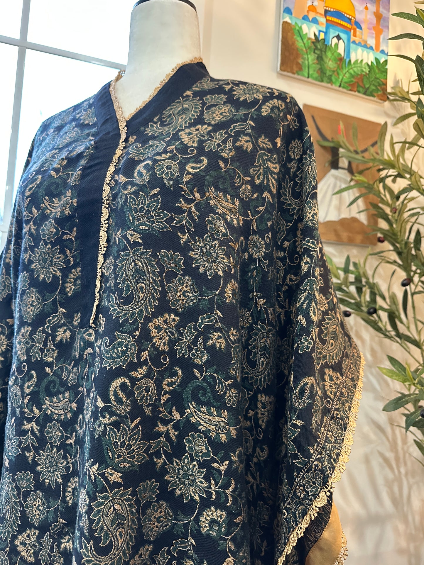 Zarqa-e-Shehkaar – Golden Florals on Midnight