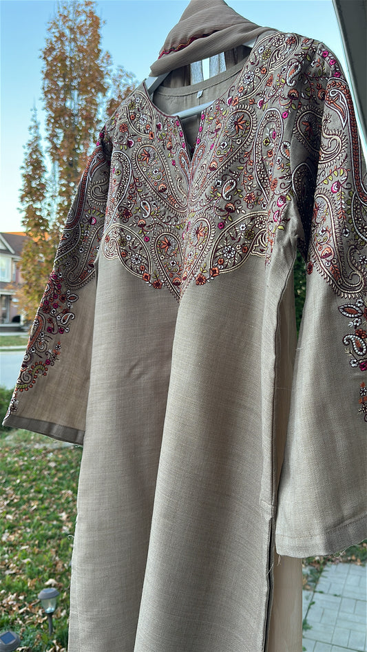 Taupe Cashmere Rose / Pure Pashmina Kashmira — 3-Piece Set