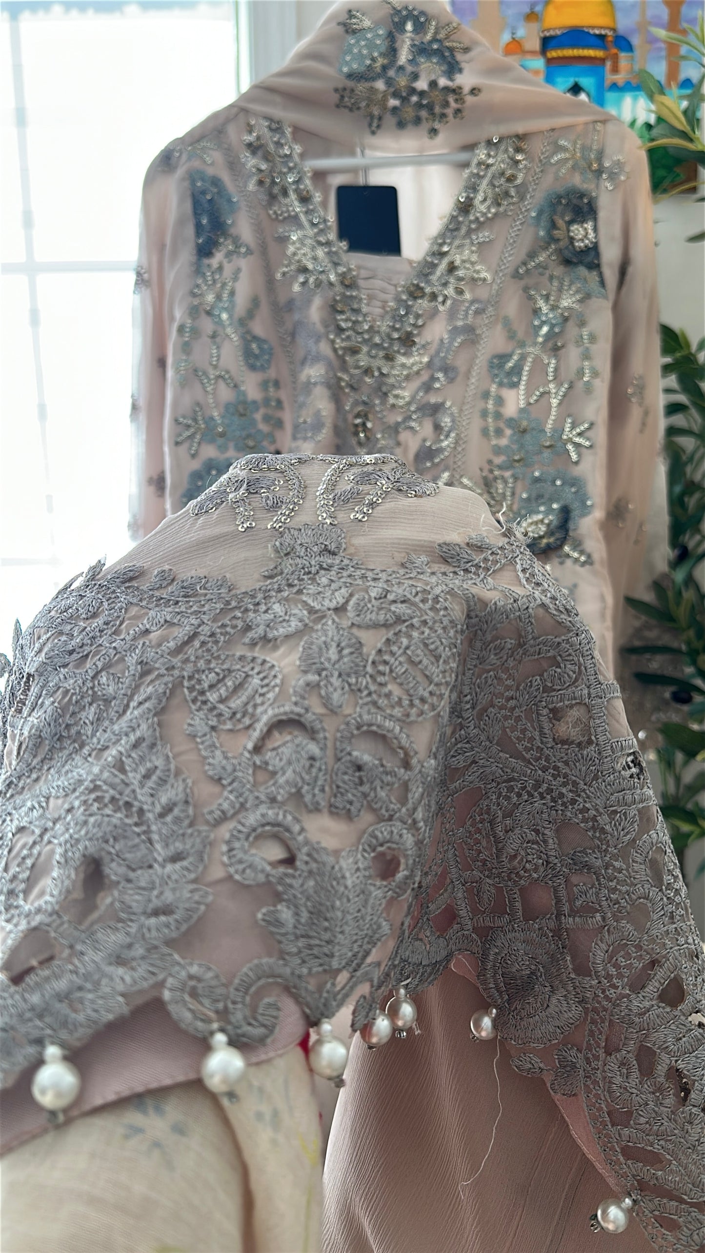Mink Feroza Élan — Luxury Embellished Chiffon 3-Piece