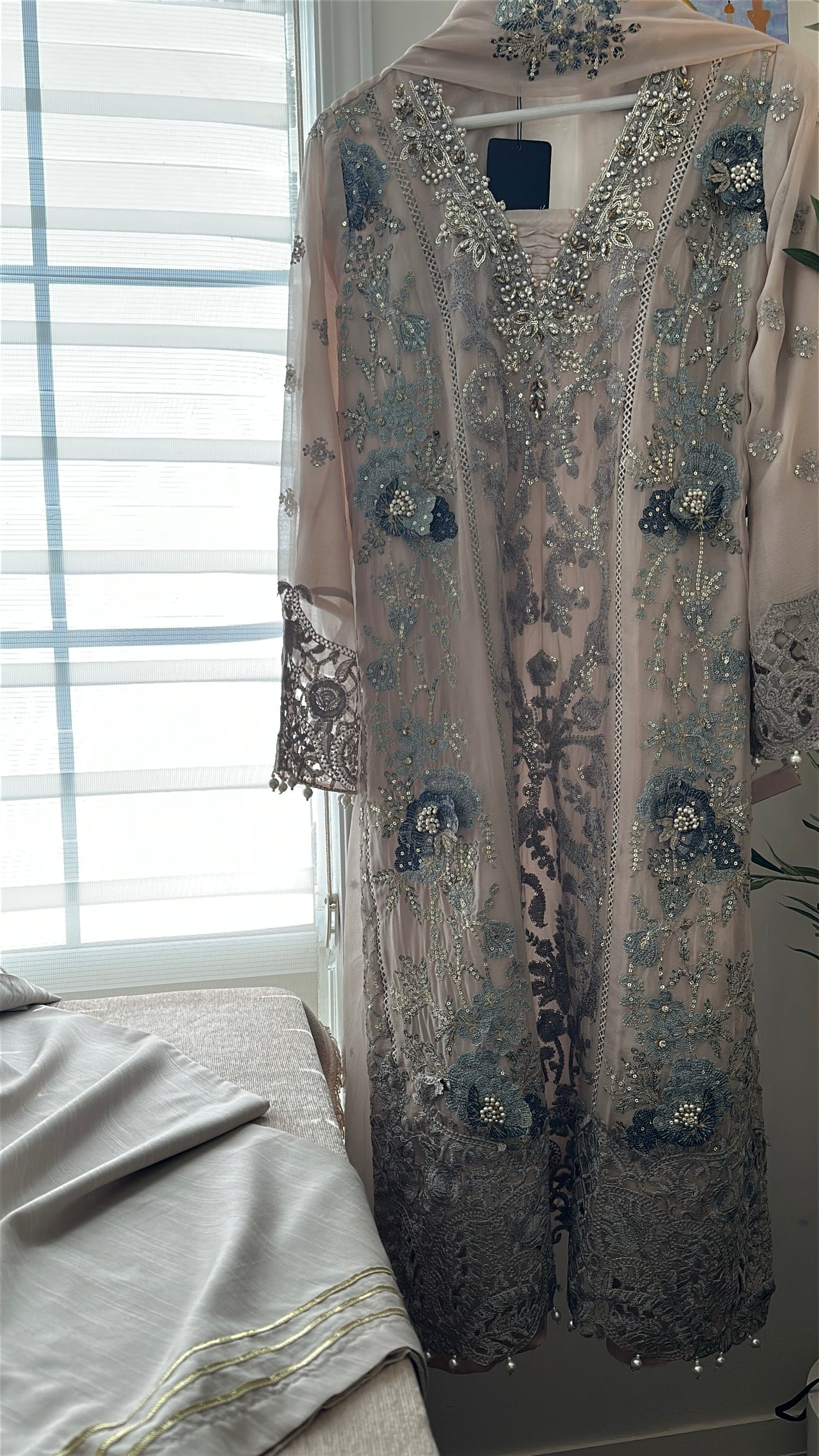 Mink Feroza Élan — Luxury Embellished Chiffon 3-Piece