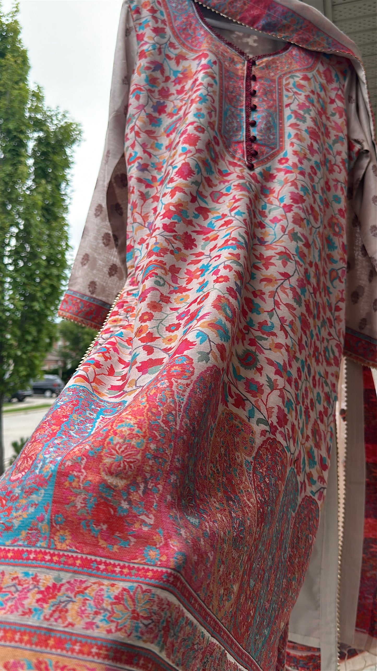 Naqsh-e-Kashmir — Kalamkari Heritage Pashmina Three-Piece Set