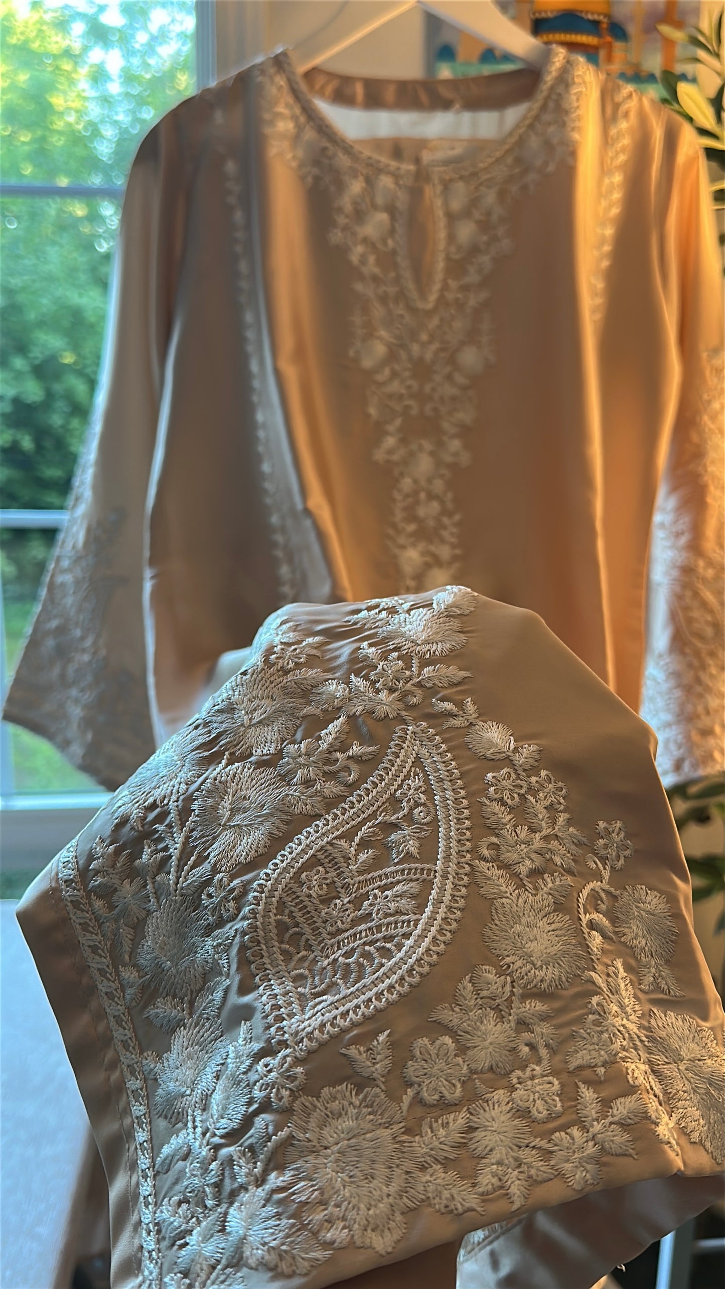 Mink Ivory Élan — Embroidered Silk 2-Piece Set