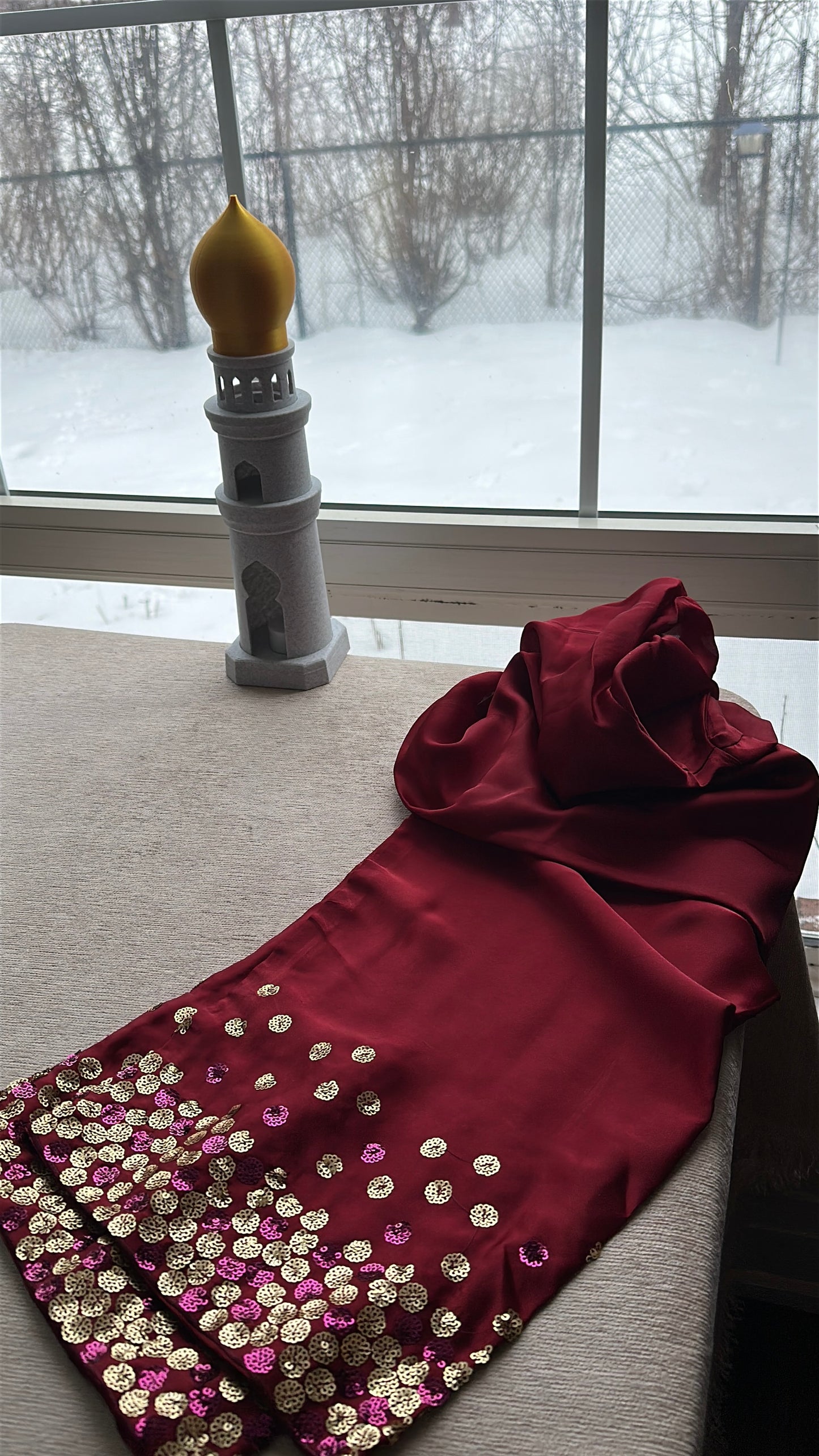 Mehr-e-Maroon – Handcrafted Sequins in Royal Deep Red
