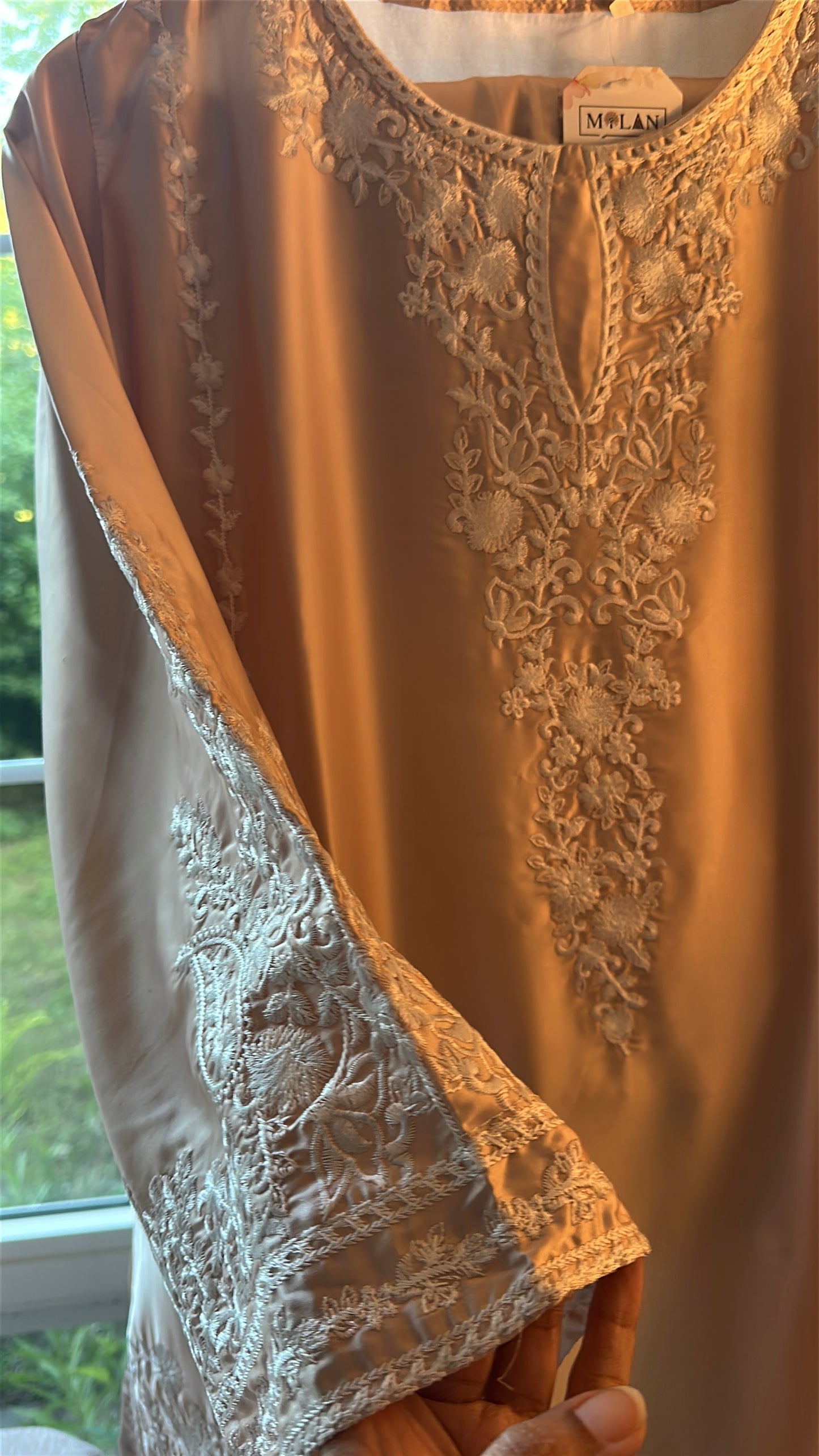Mink Ivory Élan — Embroidered Silk 2-Piece Set