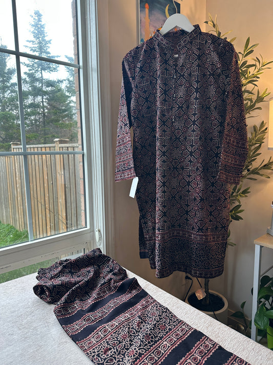 Rust Echo Co-ord – Ajrak Heritage