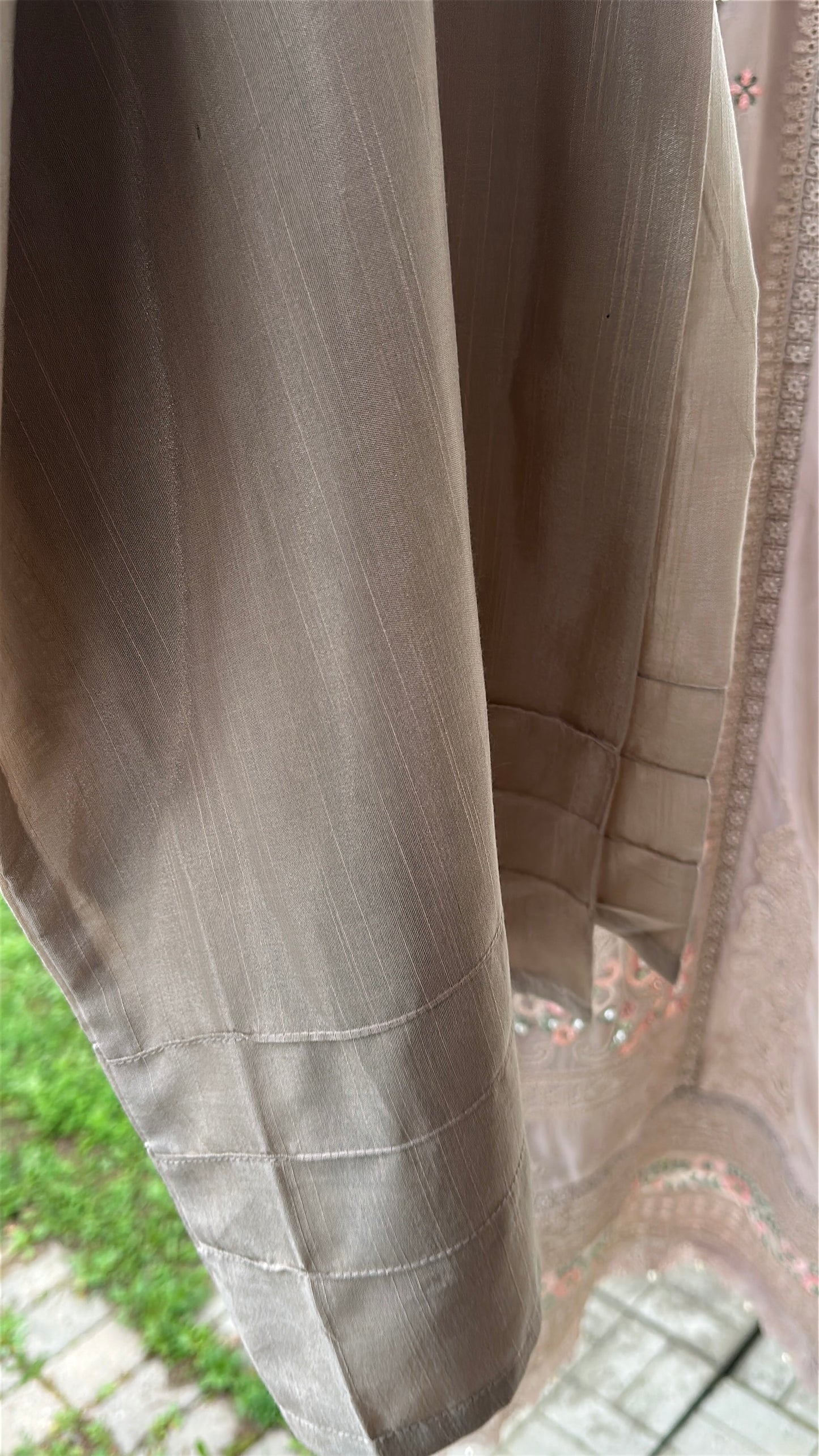 Mink Taupe Rosé Élan — Embroidered Chiffon 3-Piece Set