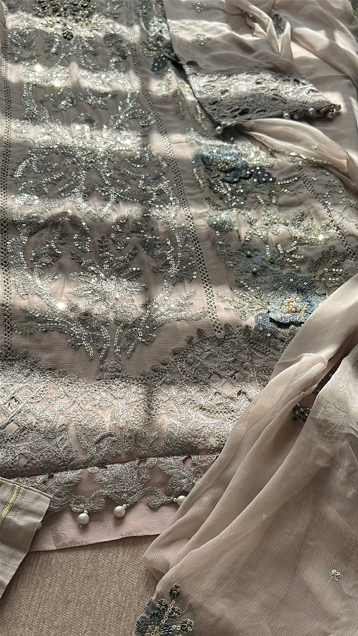 Mink Feroza Élan — Luxury Embellished Chiffon 3-Piece