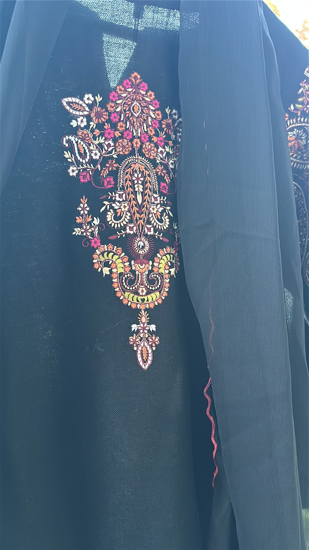 Midnight Bloom / Pure Pashmina Kashmira — 3-Piece Set