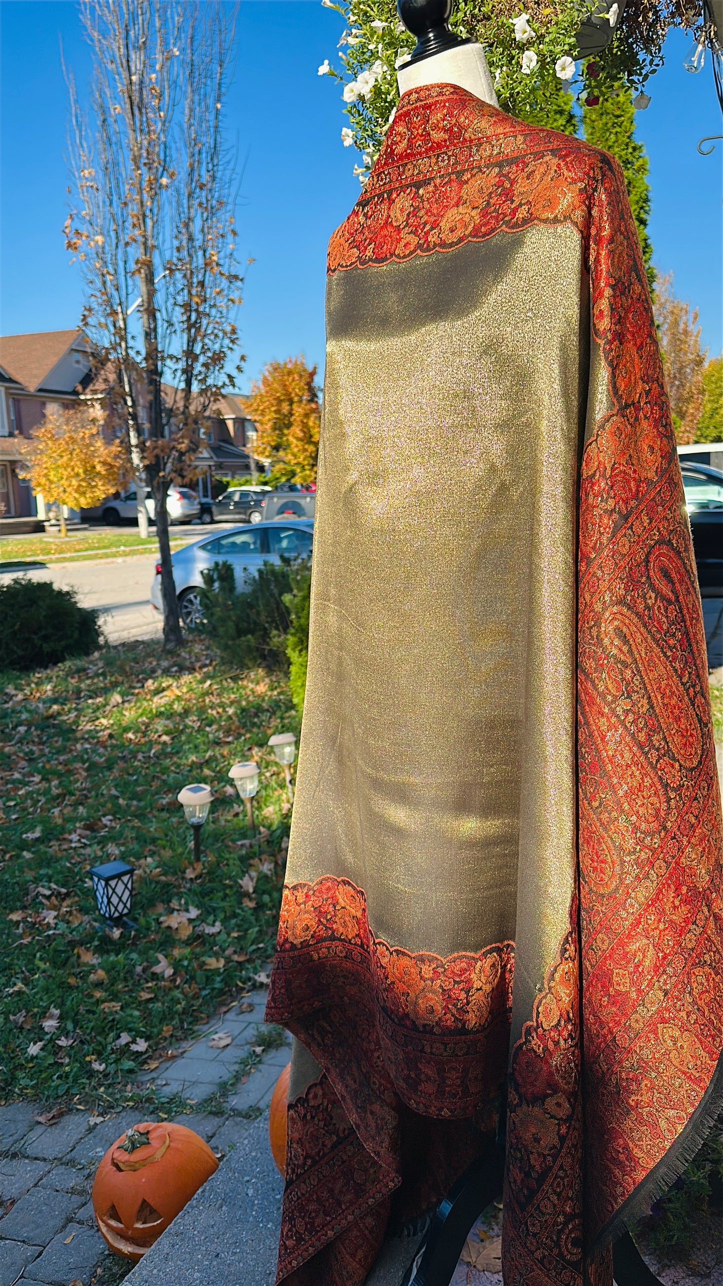Zarq-e-Mahtab – The Moonlit Copper Drape Shawl