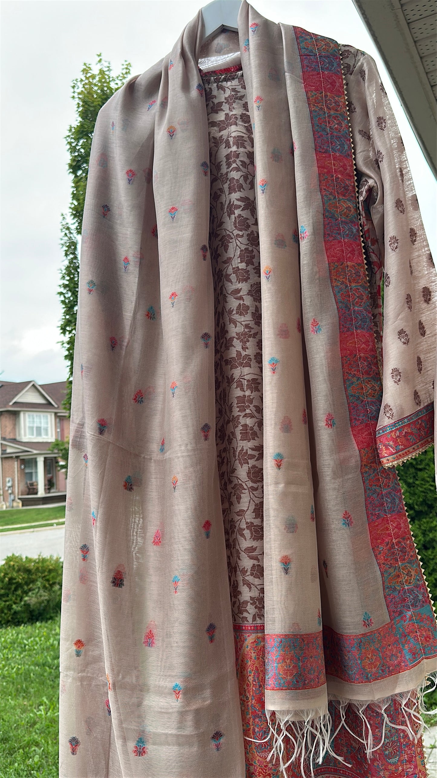 Naqsh-e-Kashmir — Kalamkari Heritage Pashmina Three-Piece Set
