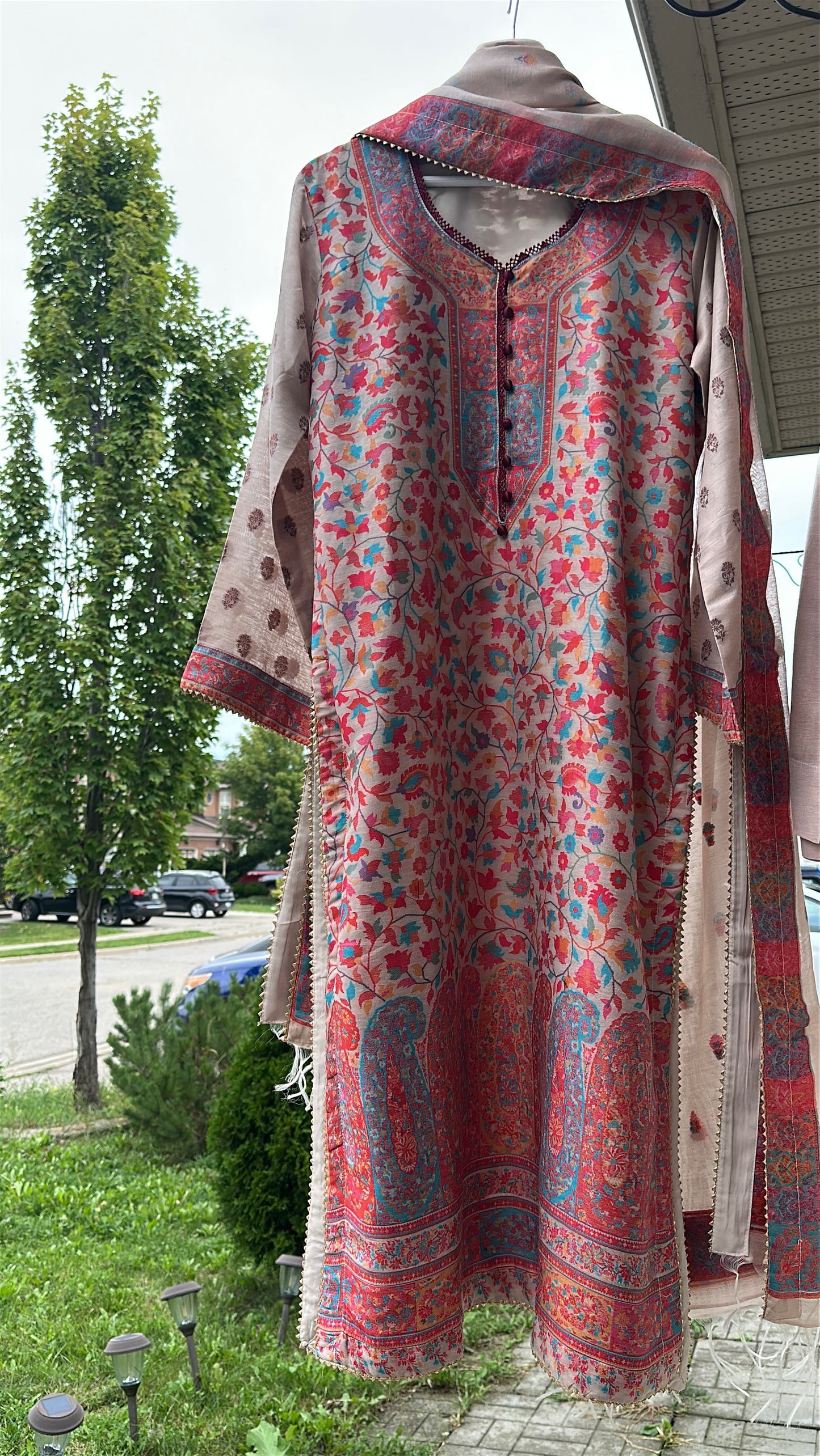 Naqsh-e-Kashmir — Kalamkari Heritage Pashmina Three-Piece Set