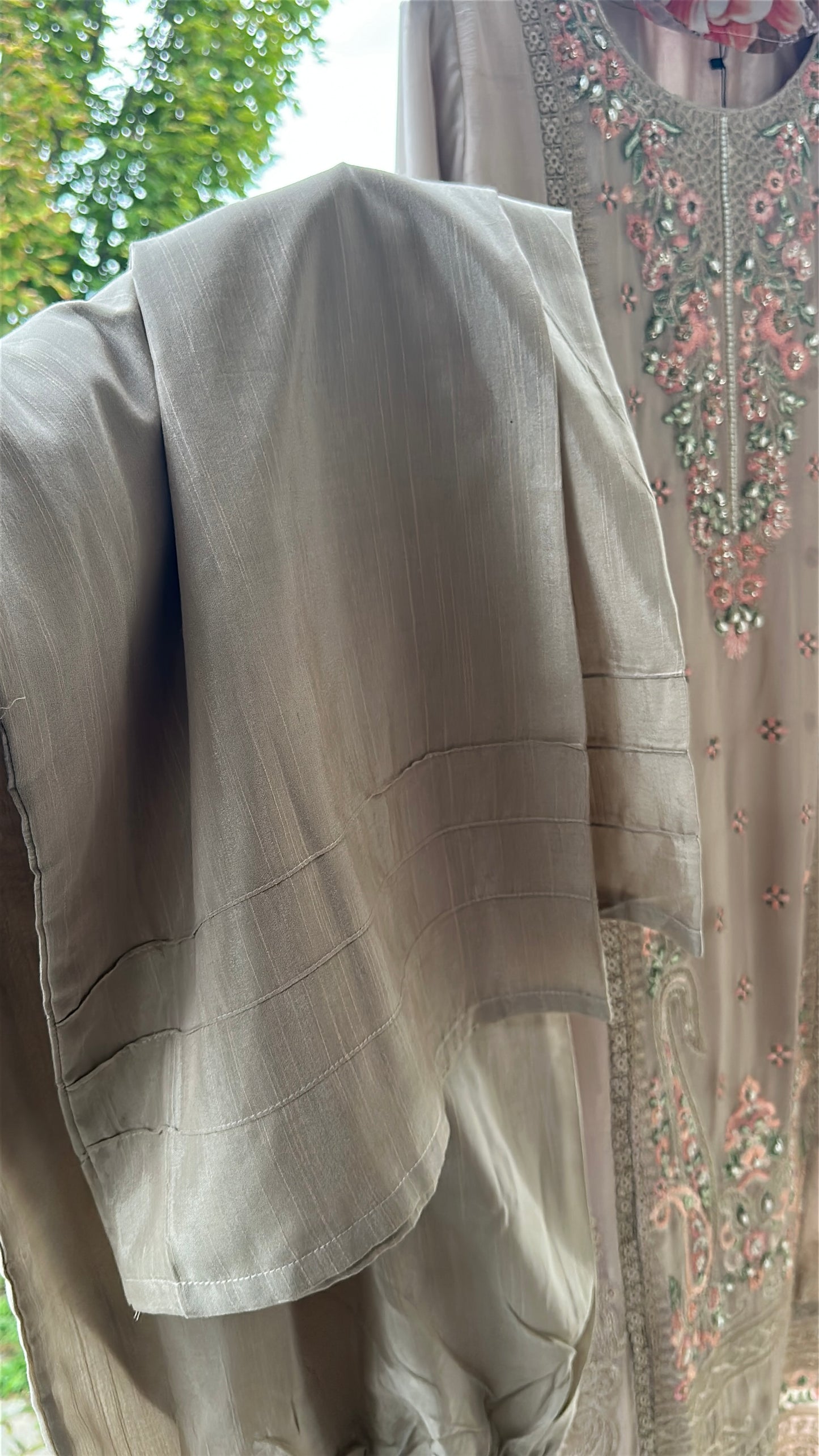 Mink Taupe Rosé Élan — Embroidered Chiffon 3-Piece Set