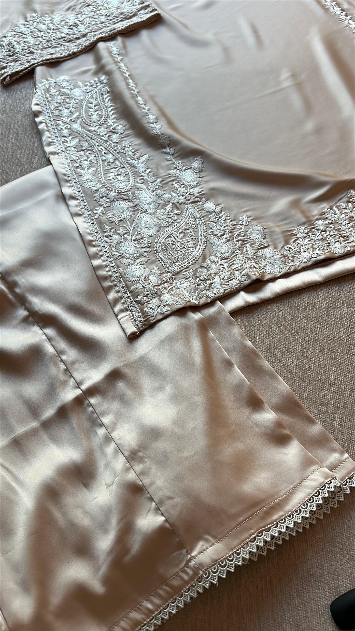 Mink Ivory Élan — Embroidered Silk 2-Piece Set