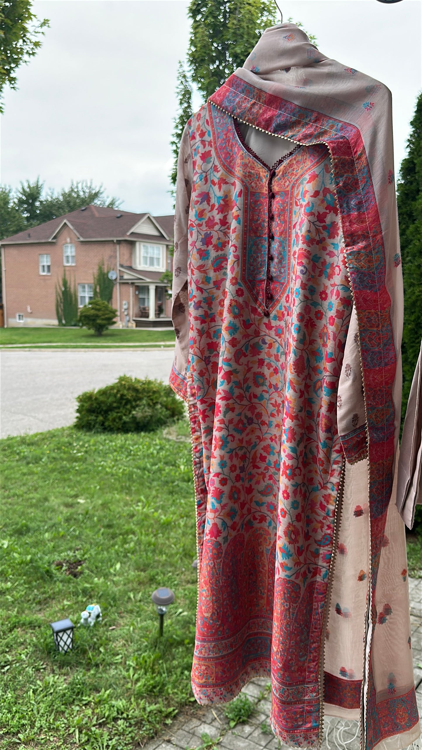 Naqsh-e-Kashmir — Kalamkari Heritage Pashmina Three-Piece Set