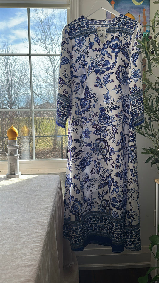 Sapphire Garden – The Silk Statement Dress
