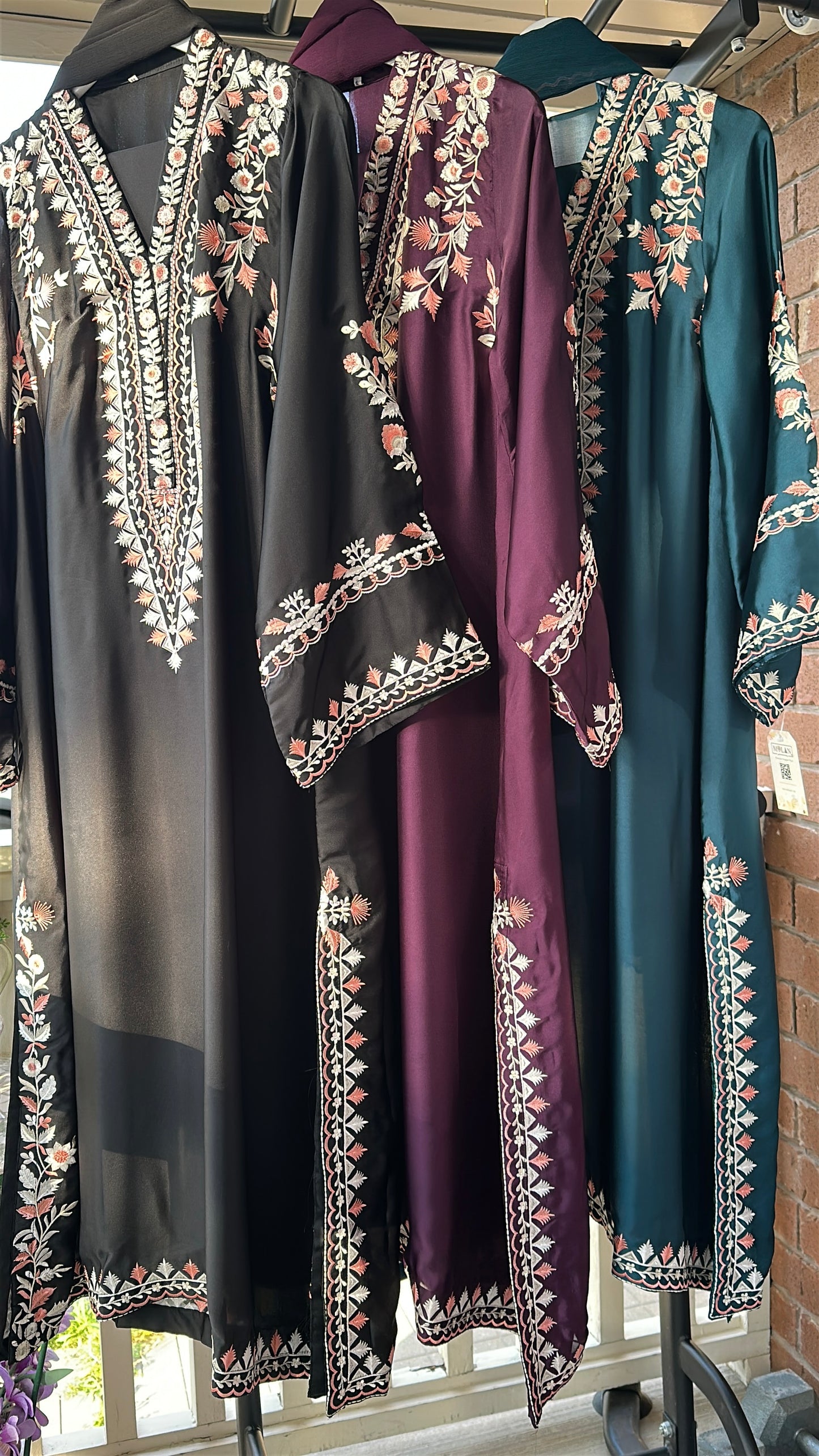 Mehr Noir — Embroidered Silk Kaftaan 3-Piece Set