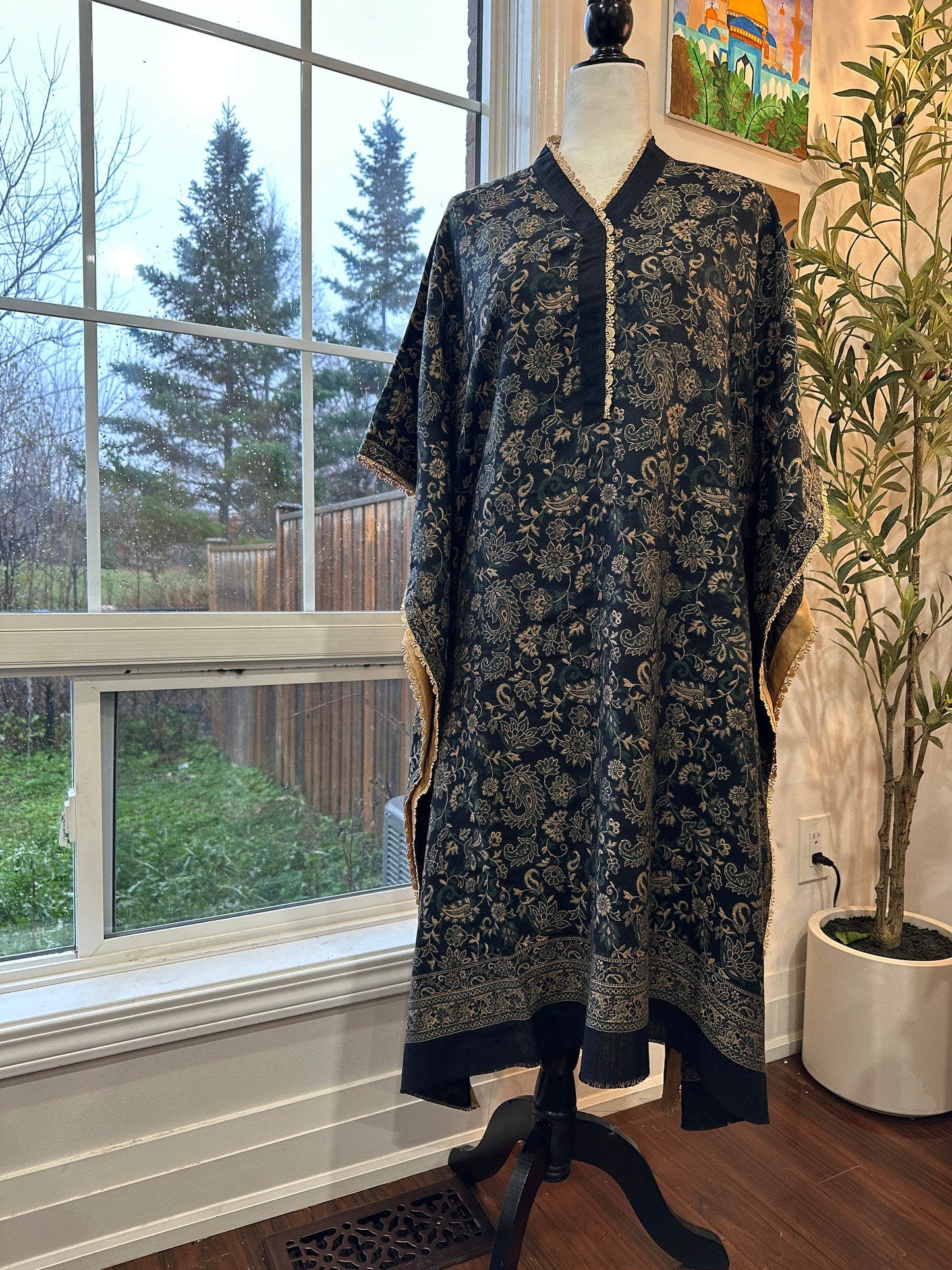 Zarqa-e-Shehkaar – Golden Florals on Midnight