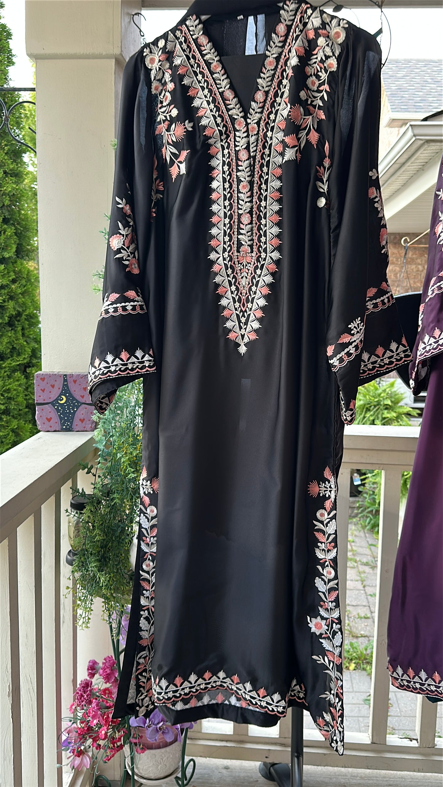 Mehr Noir — Embroidered Silk Kaftaan 3-Piece Set