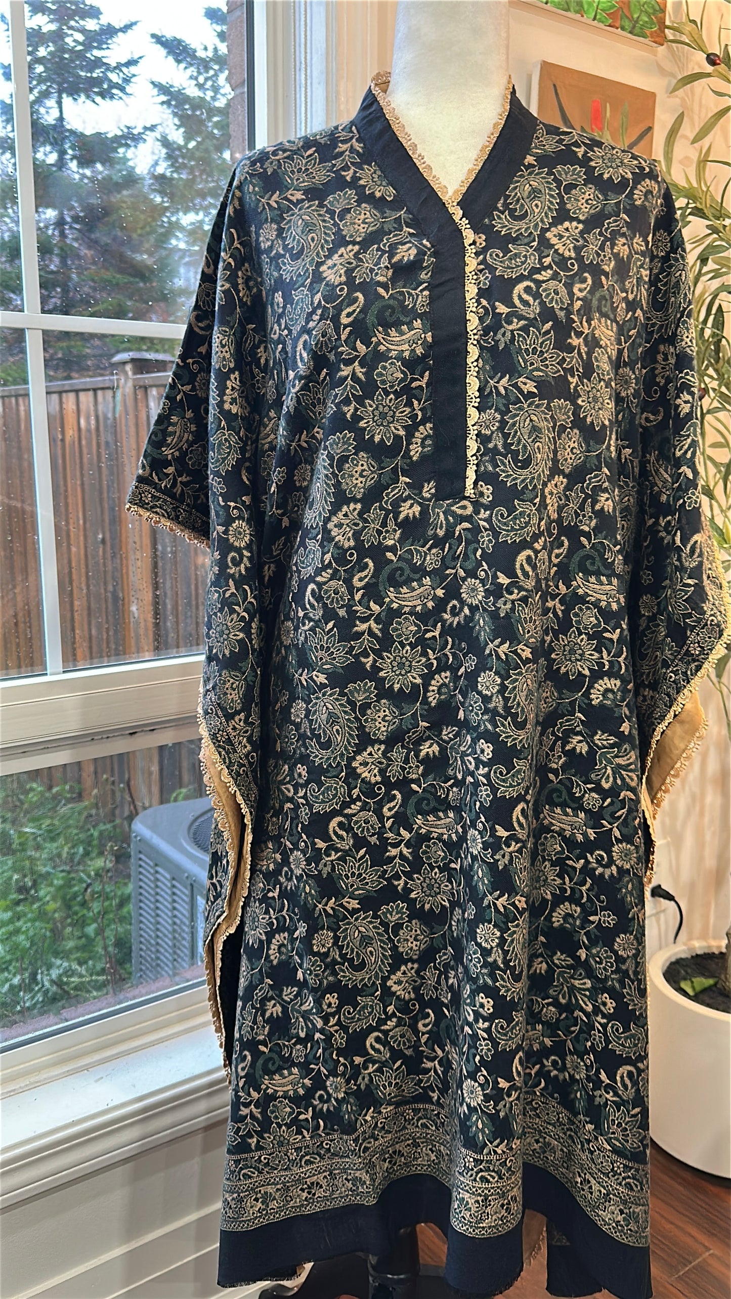 Zarqa-e-Shehkaar – Golden Florals on Midnight