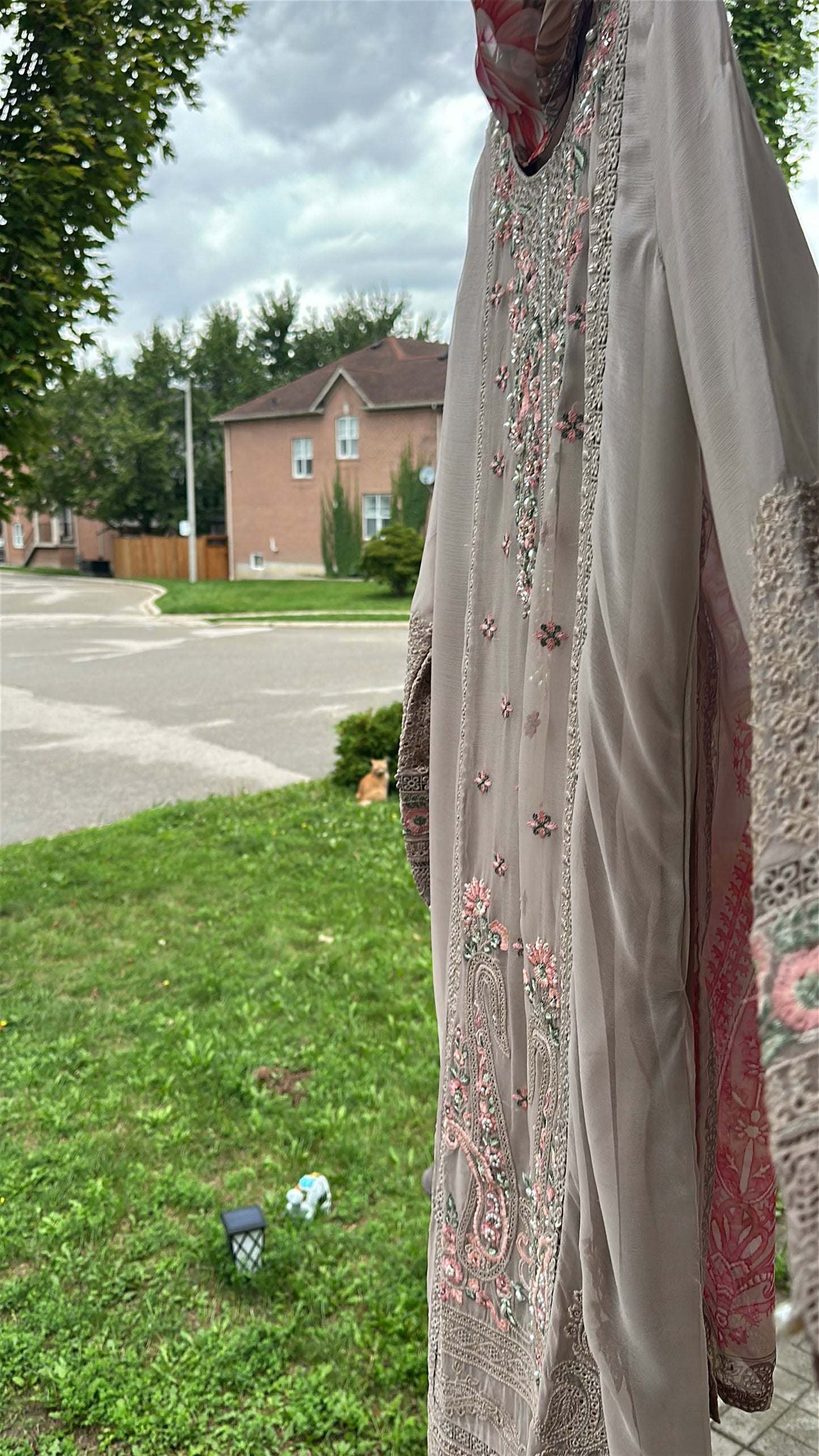 Mink Taupe Rosé Élan — Embroidered Chiffon 3-Piece Set