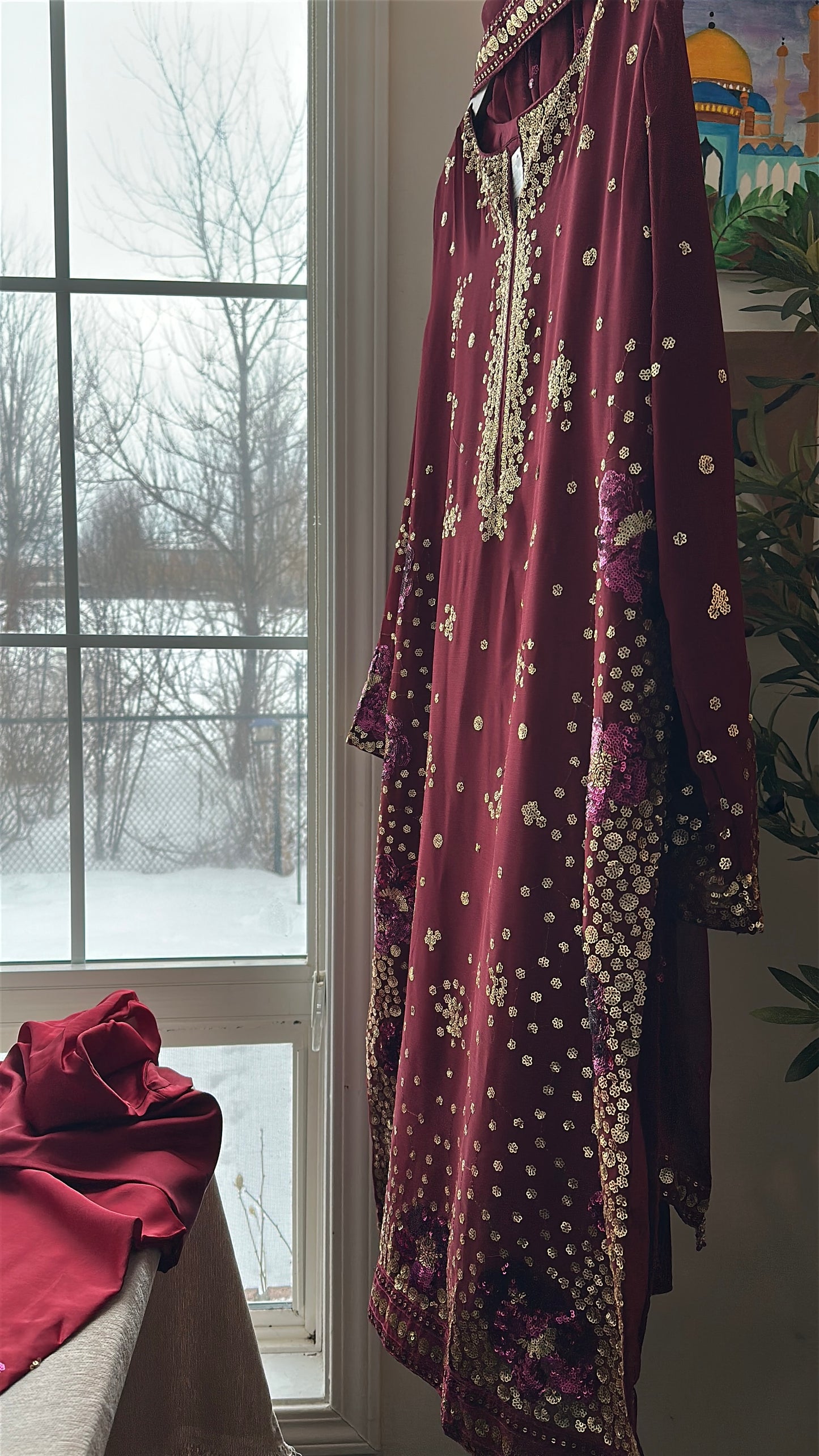 Mehr-e-Maroon – Handcrafted Sequins in Royal Deep Red