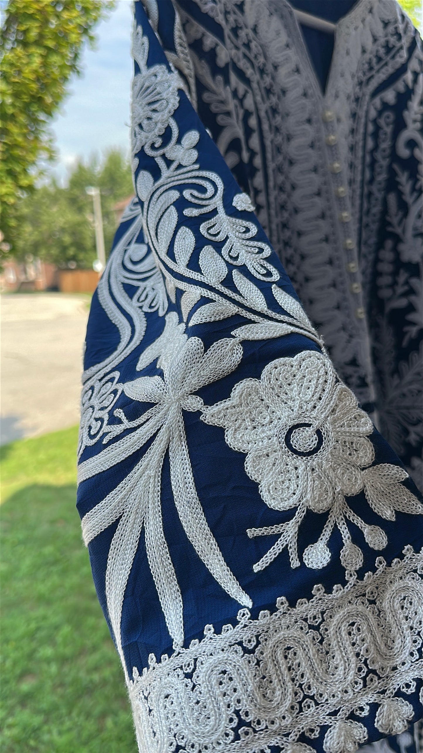 Midnight Ivory — Embroidered Chiffon Three-Piece Set