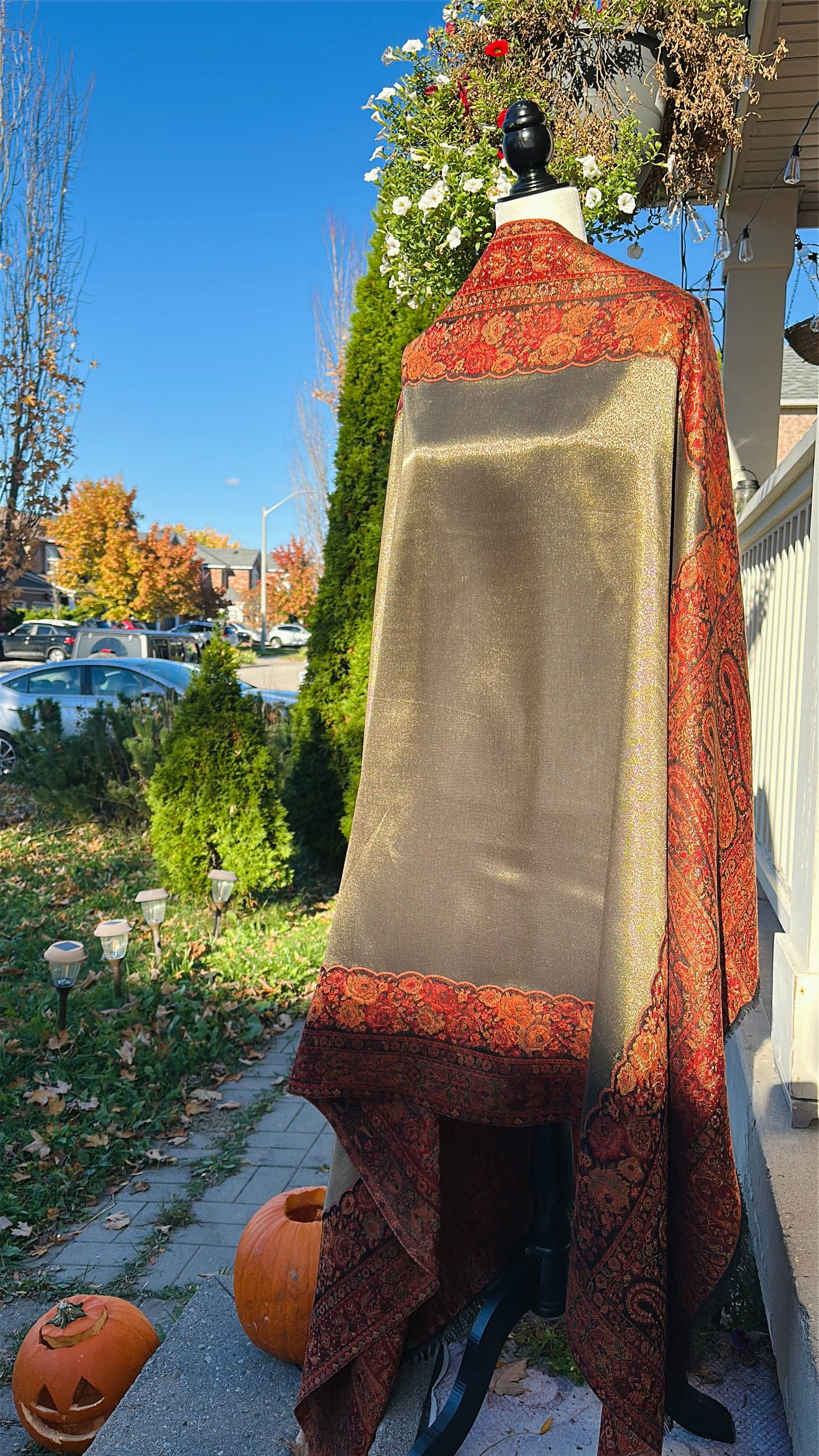 Zarq-e-Mahtab – The Moonlit Copper Drape Shawl